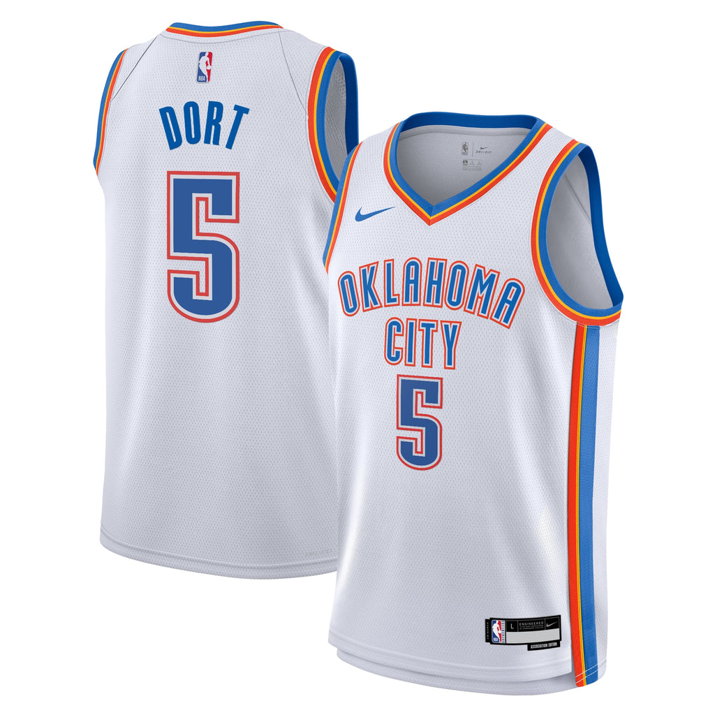 Oklahoma City Thunder Nike Association Edition Swingman Jersey - White - Luguentz Dort - Youth NBA Team Jersey Basketball Fan Apparel