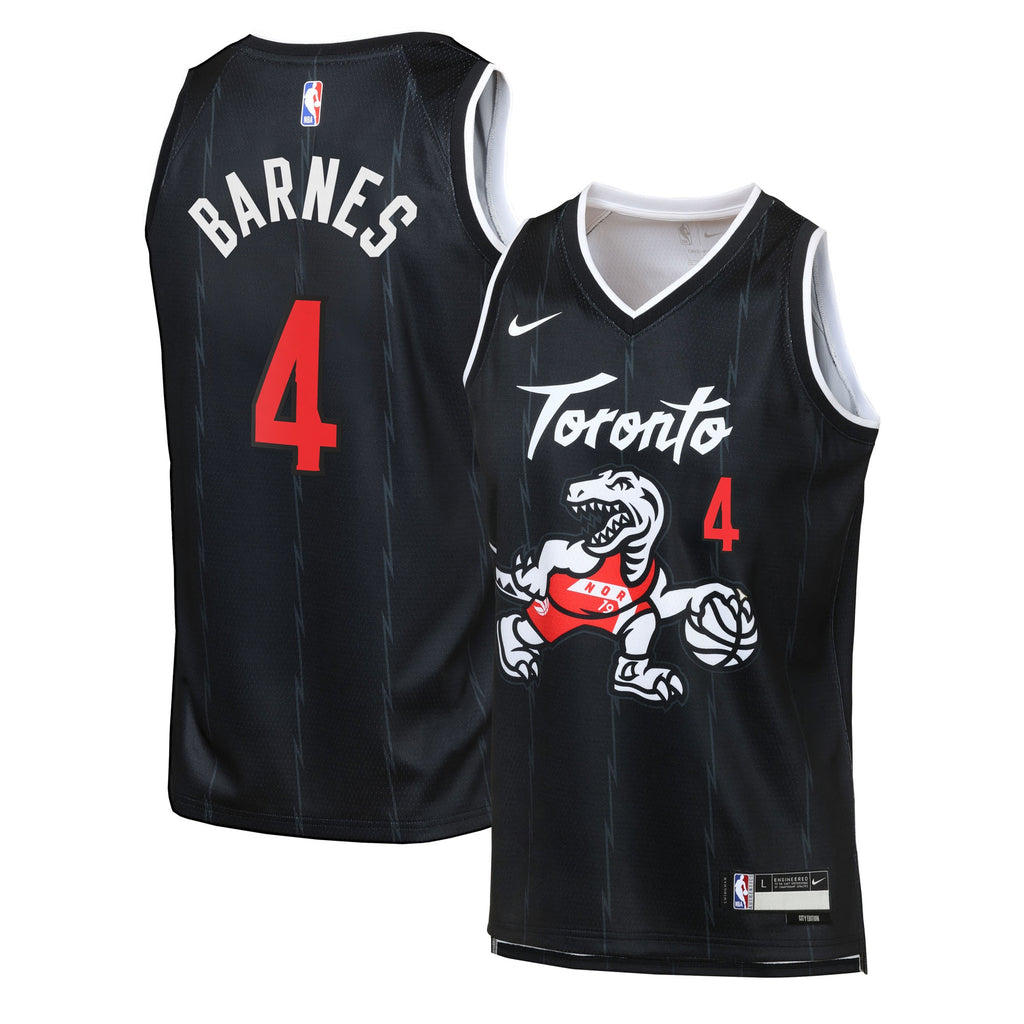 Toronto Raptors Nike 2025/26 City Edition Swingman Jersey - Black - Scottie Barnes - Youth NBA Team Jersey Basketball Fan Apparel