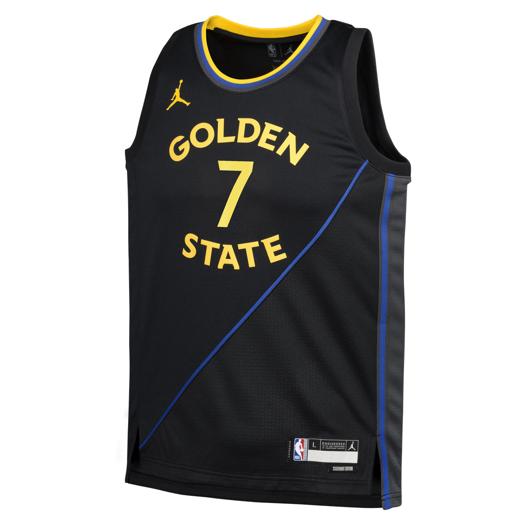 Golden State Warriors Jordan Brand Statement Edition Swingman Jersey - Black - Kristaps Porziņģis - Youth NBA Team Jersey Basketball Fan Apparel