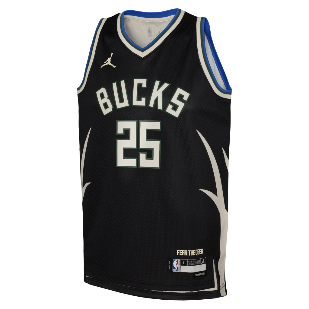 Milwaukee Bucks Jordan Brand Statement Edition Swingman Jersey - Hunter Green - Kasparas Jakučionis - Youth NBA Team Jersey Basketball Fan Apparel