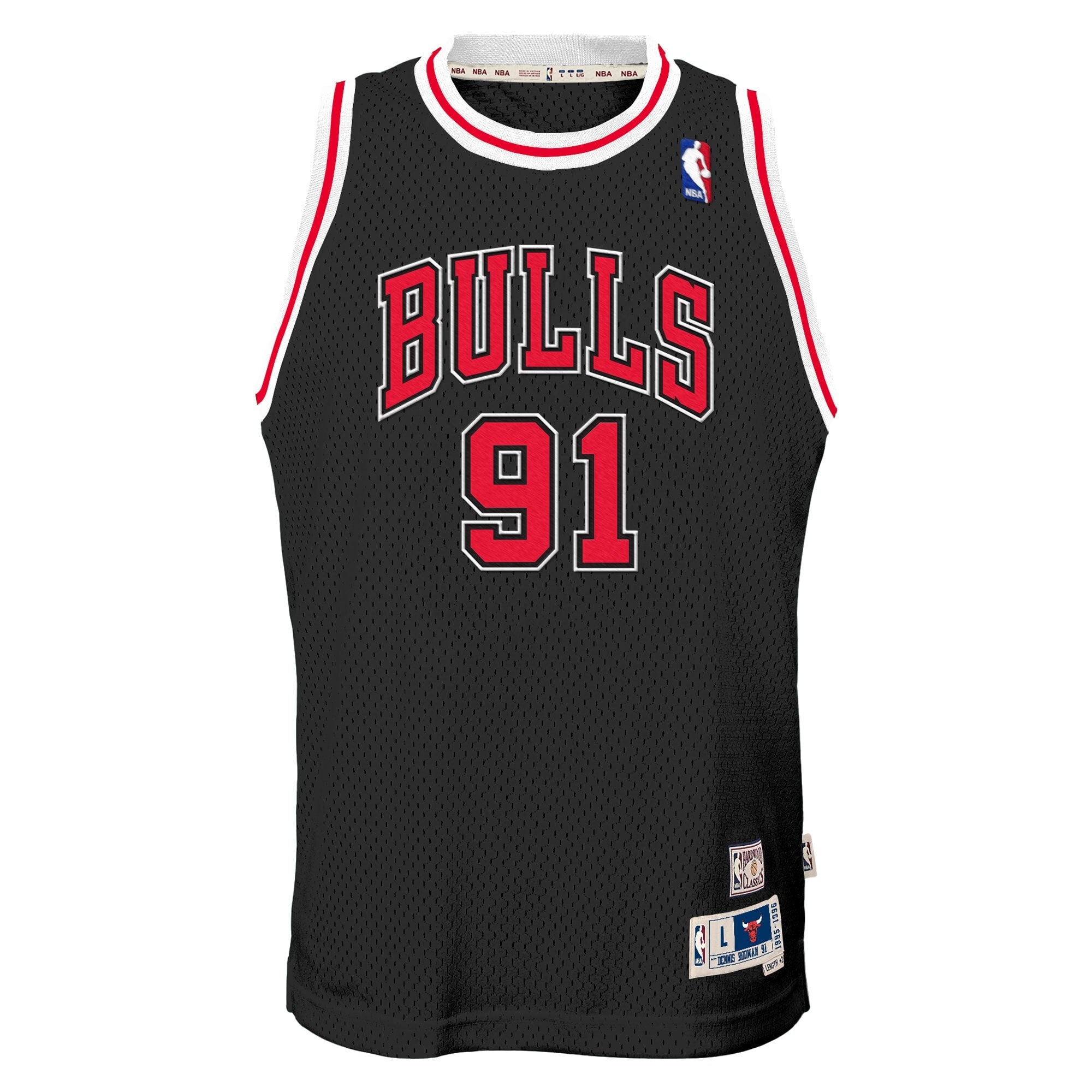 Chicago Bulls Dennis Rodman 1997-98 Hardwood Classics Alernate Swingman Jersey - Black - Youth NBA Team Jersey Basketball Fan Apparel