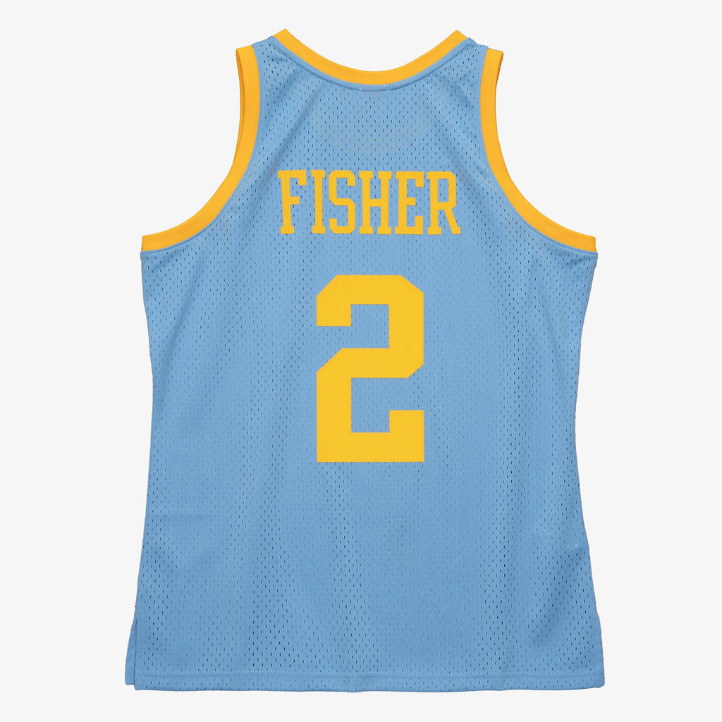 Los Angeles Lakers Mitchell & Ness Derek Fisher 2001 Swingman Authentic Jersey - Columbia Blue NBA Team Jersey Basketball Fan Apparel