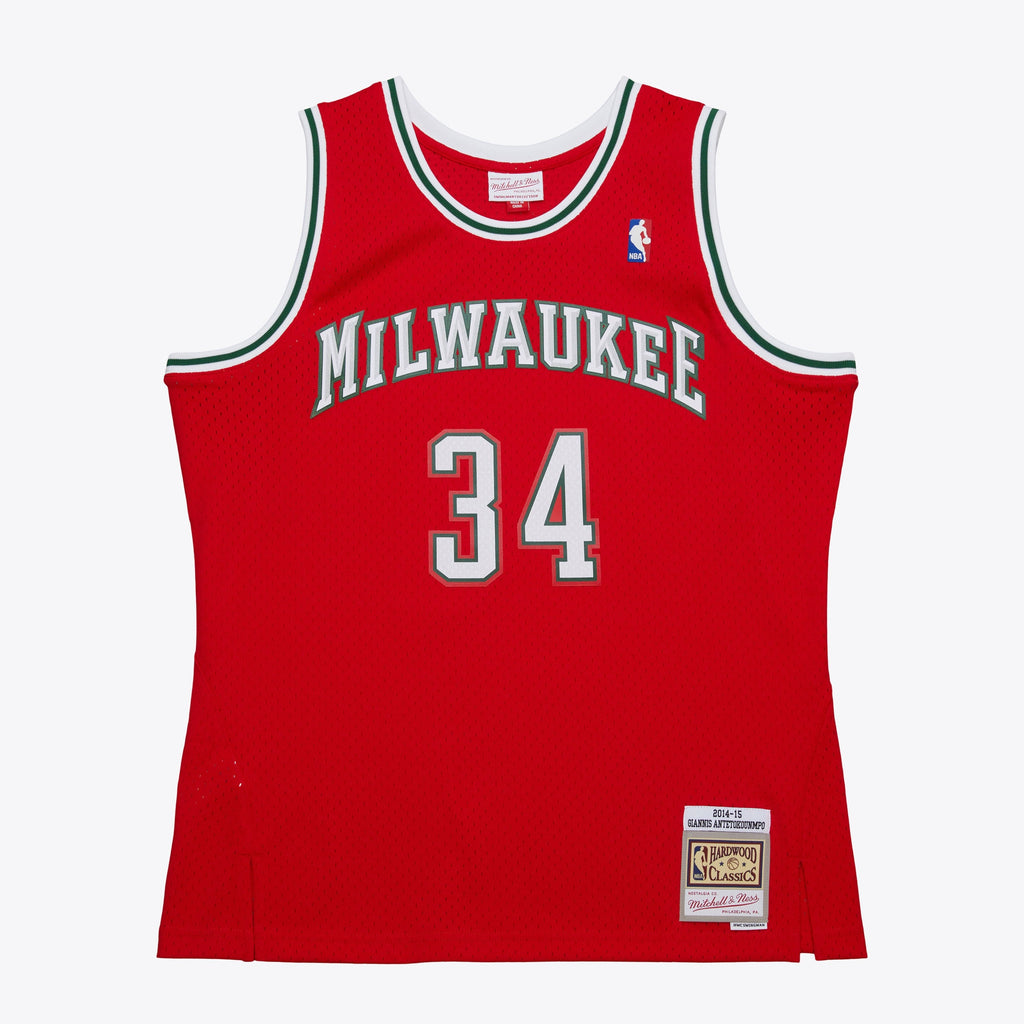 Milwaukee Bucks Mitchell & Ness Giannis Antetokounmpo 2014 Dark Alternate Authentic Jersey - Red NBA Team Jersey Basketball Fan Apparel