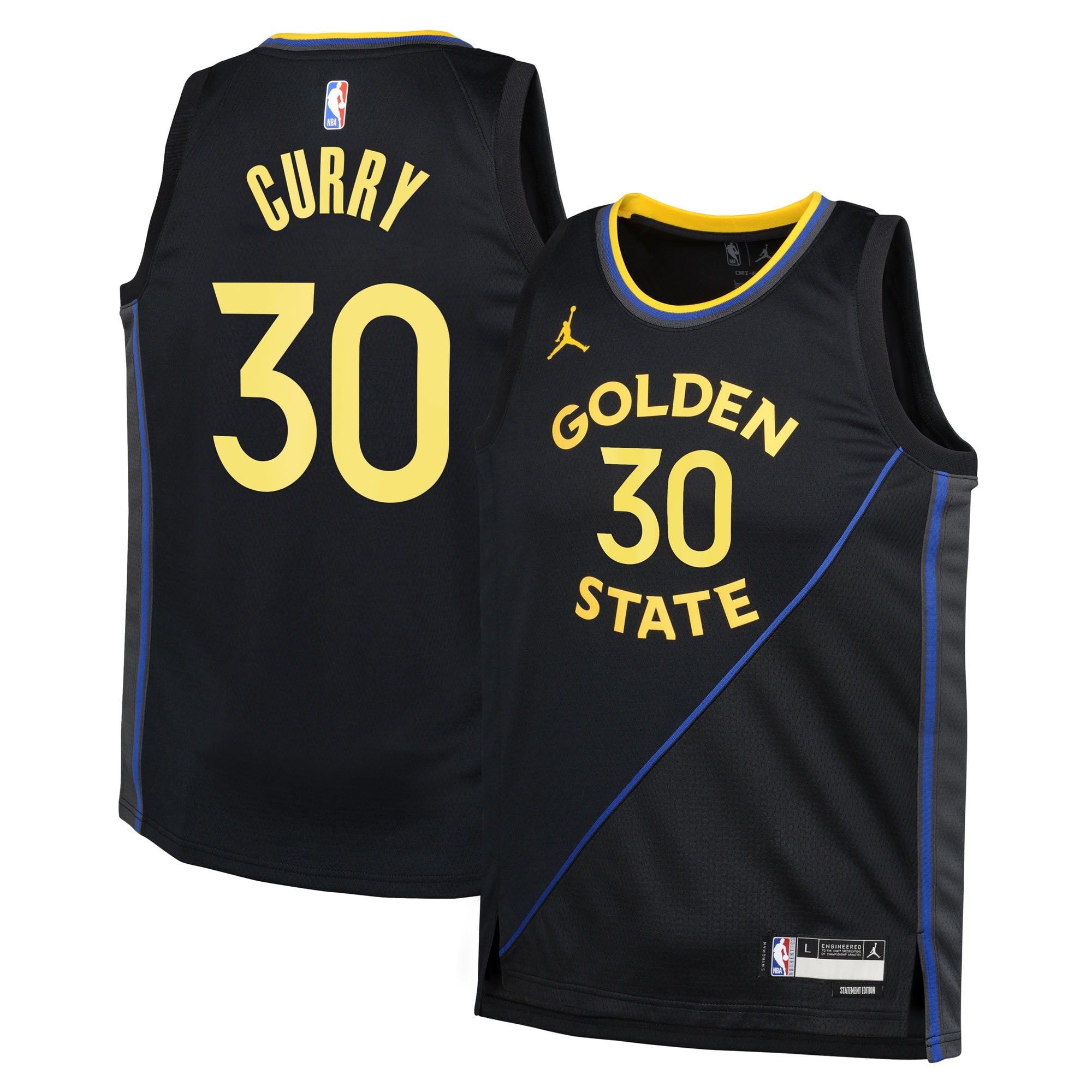 Golden State Warriors Jordan Brand Statement Edition Swingman Jersey - Black - Stephen Curry - Youth NBA Team Jersey Basketball Fan Apparel