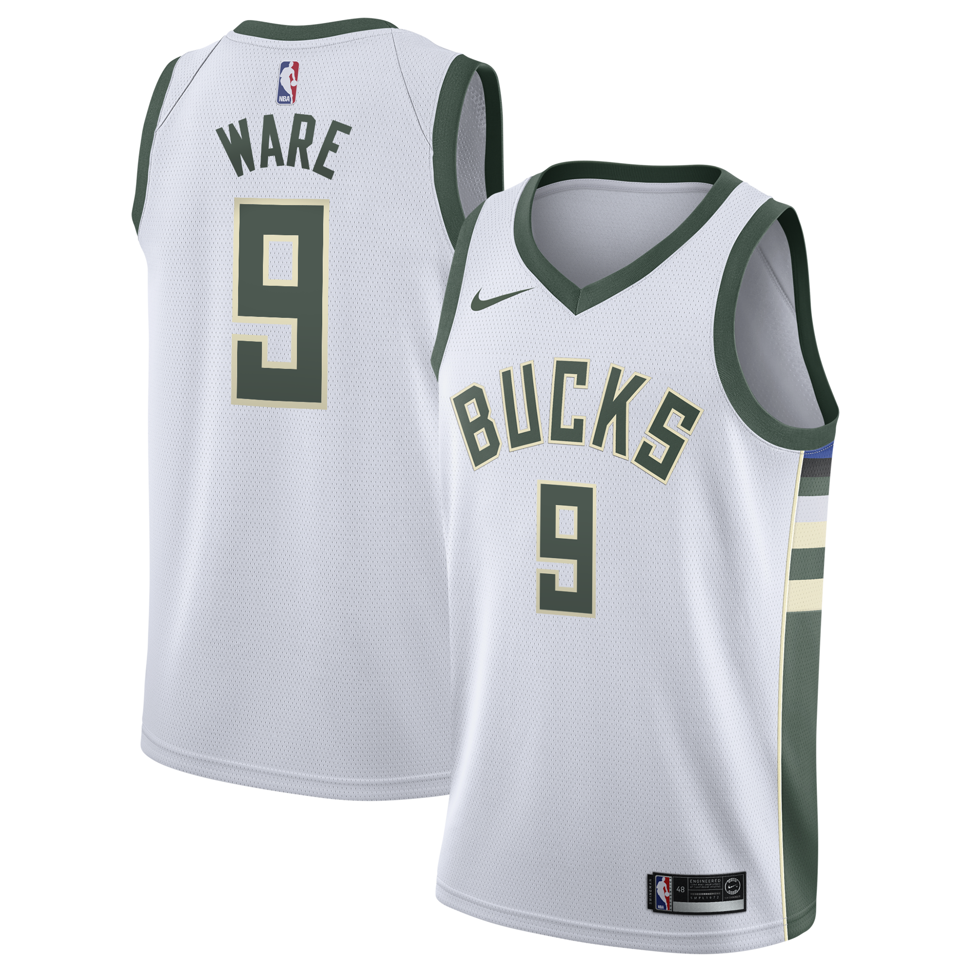 Milwaukee Bucks Nike Association Edition Swingman Jersey - White - Kel'el Ware - Youth NBA Team Jersey Basketball Fan Apparel