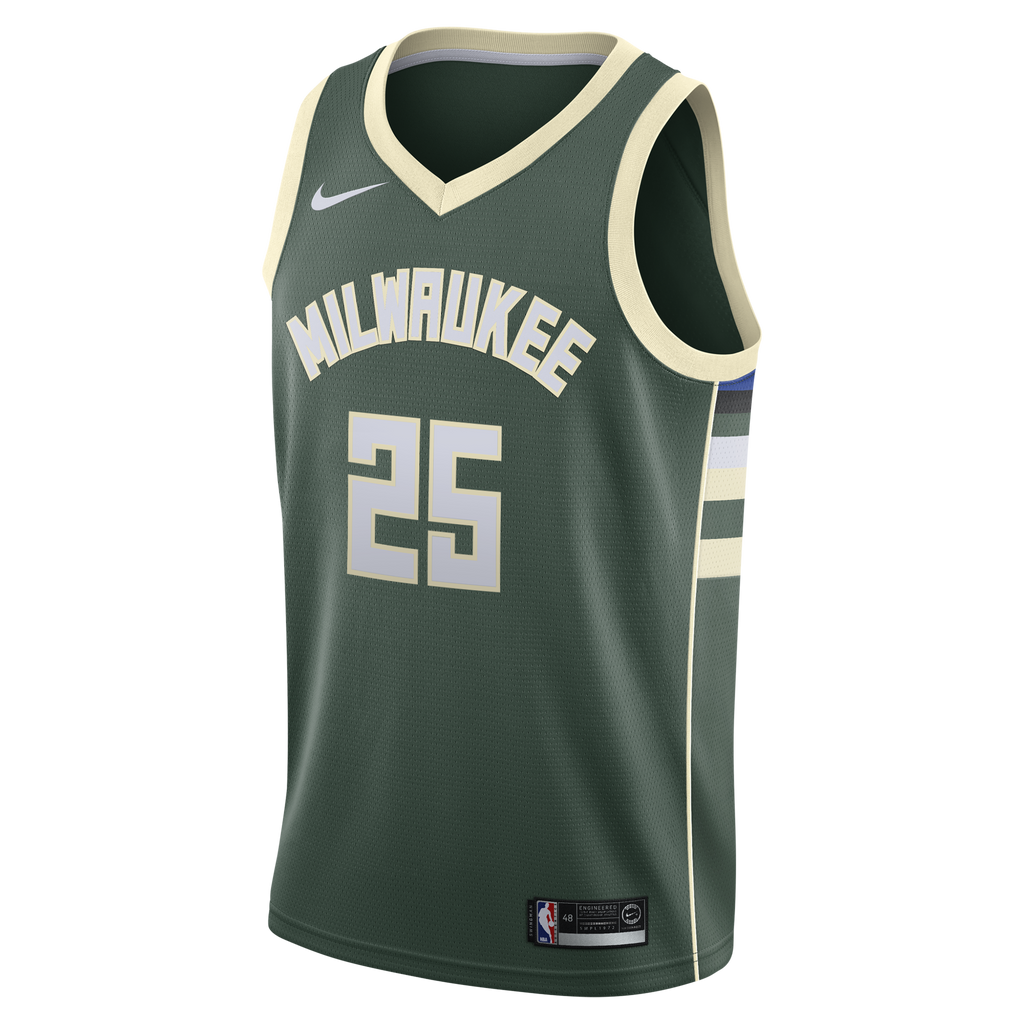 Milwaukee Bucks Nike Icon Edition Swingman Jersey - White - Kasparas Jakučionis - Youth NBA Team Jersey Basketball Fan Apparel