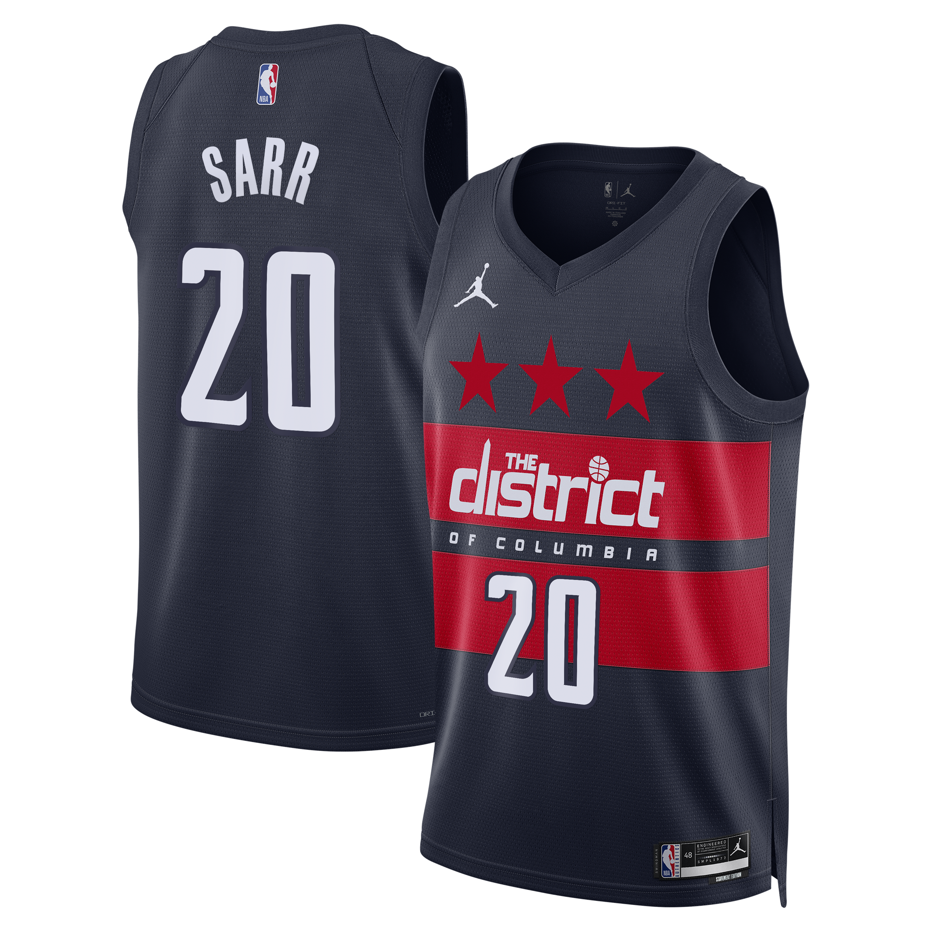 Washington Wizards Jordan Brand Statement Edition Swingman Jersey - Navy - Alex Sarr - Men's NBA Team Jersey Basketball Fan Apparel