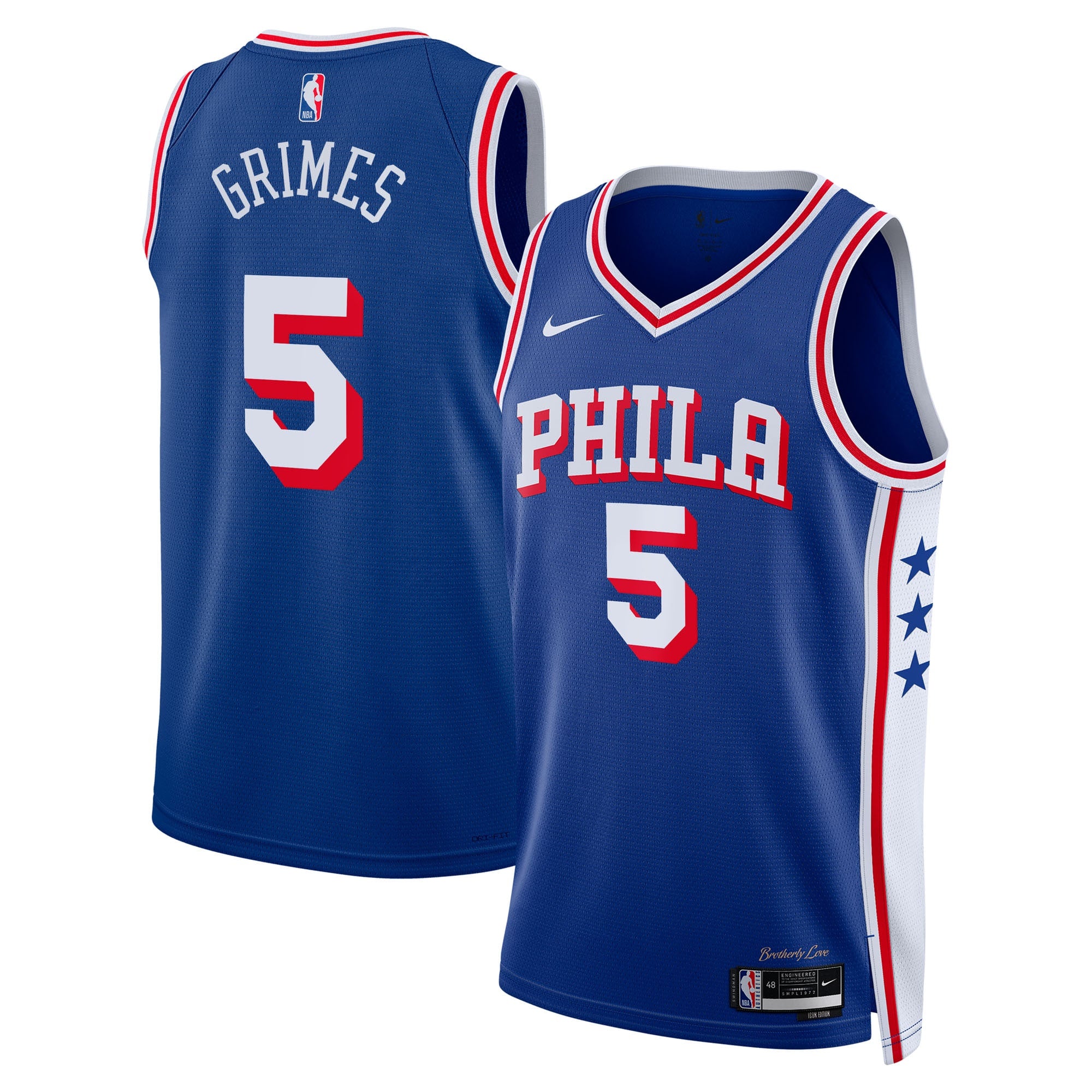 Philadelphia 76ers Nike Icon Edition Swingman Jersey - Royal - Quentin Grimes - Unisex NBA Team Jersey Basketball Fan Apparel