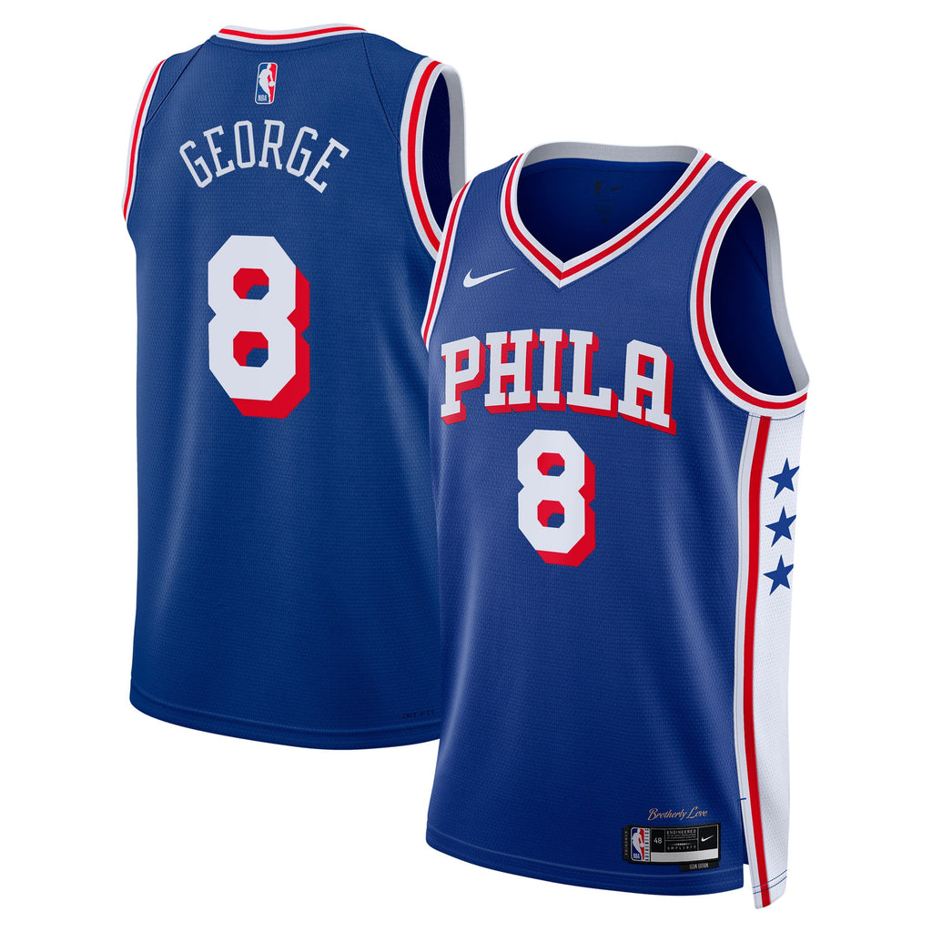 Philadelphia 76ers Nike Icon Edition Swingman Jersey - Royal - Paul George - Unisex NBA Team Jersey Basketball Fan Apparel