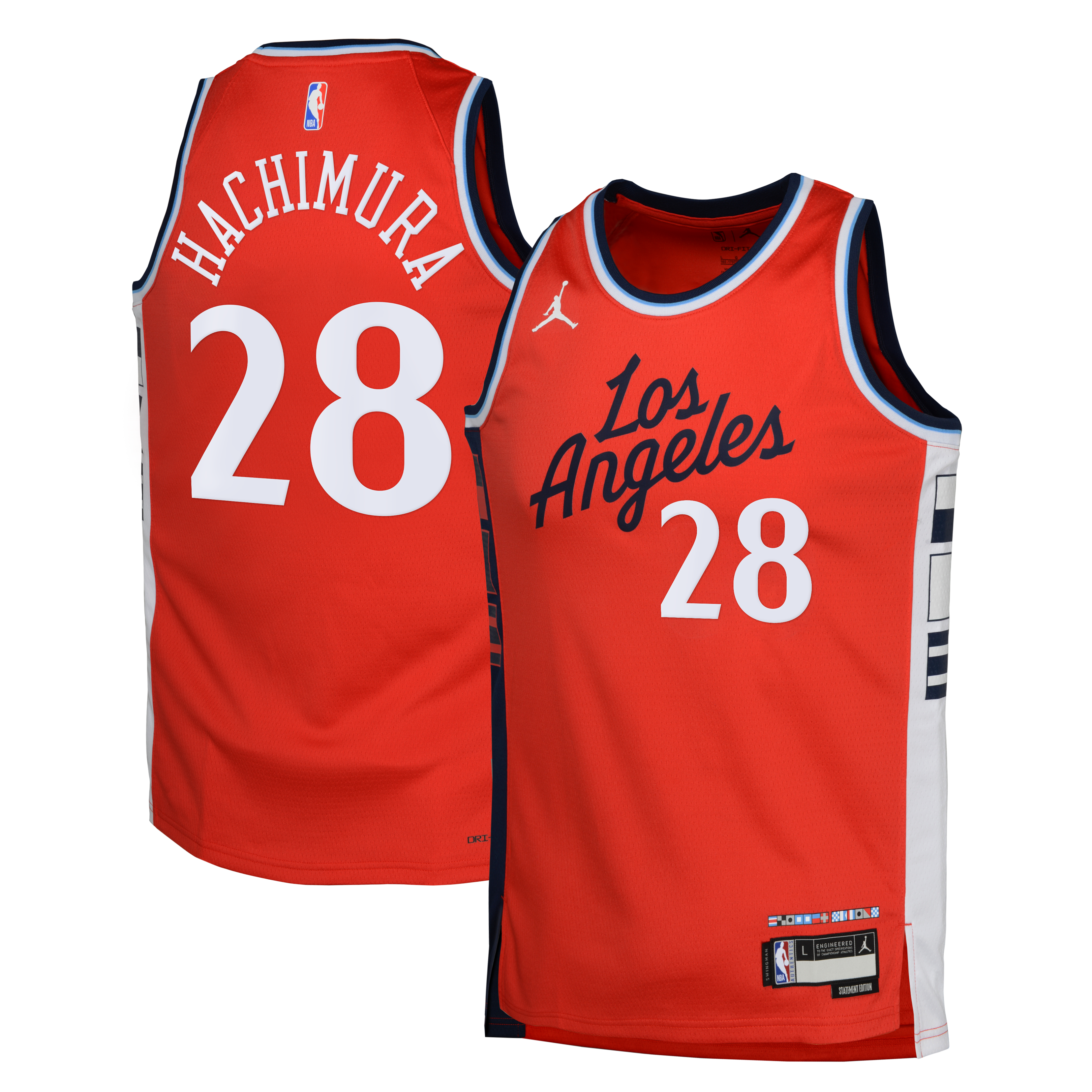 LA Clippers Jordan Brand Statement Edition Swingman Jersey - Red - Rui Hachimura - Youth NBA Team Jersey Basketball Fan Apparel
