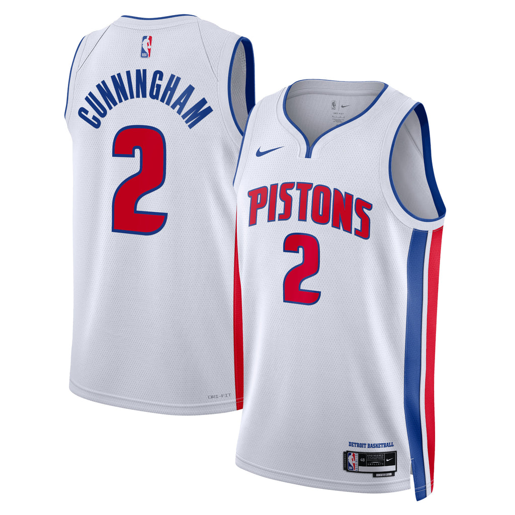 Detroit Pistons Nike Association Edition Swingman Jersey - White - Cade Cunningham - Unisex NBA Team Jersey Basketball Fan Apparel