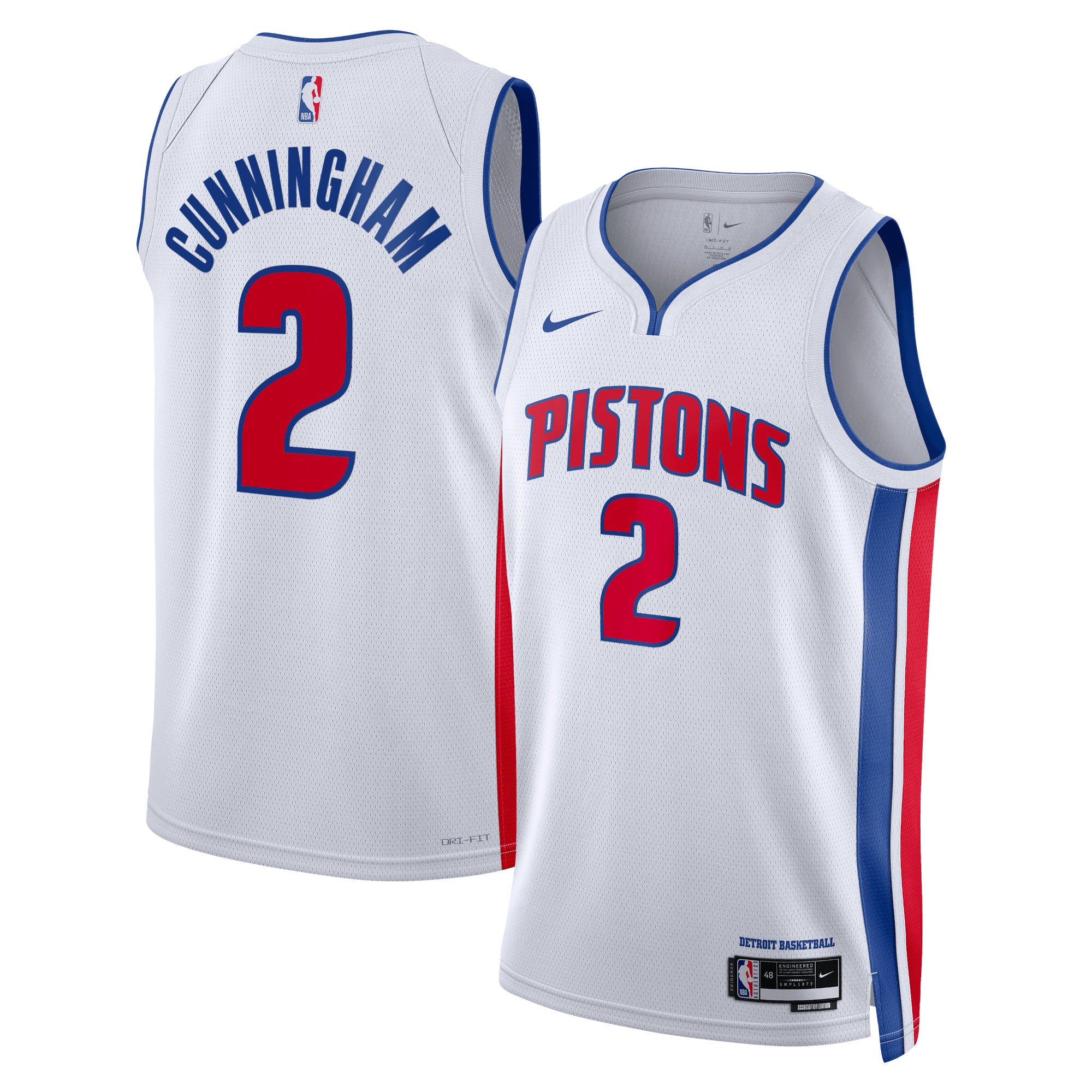 Detroit Pistons Nike Association Edition Swingman Jersey - White - Cade Cunningham - Unisex NBA Team Jersey Basketball Fan Apparel