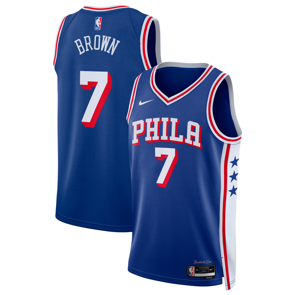 Philadelphia 76ers Nike Icon Edition Swingman Jersey - Royal - Jaylen Brown - Youth NBA Team Jersey Basketball Fan Apparel