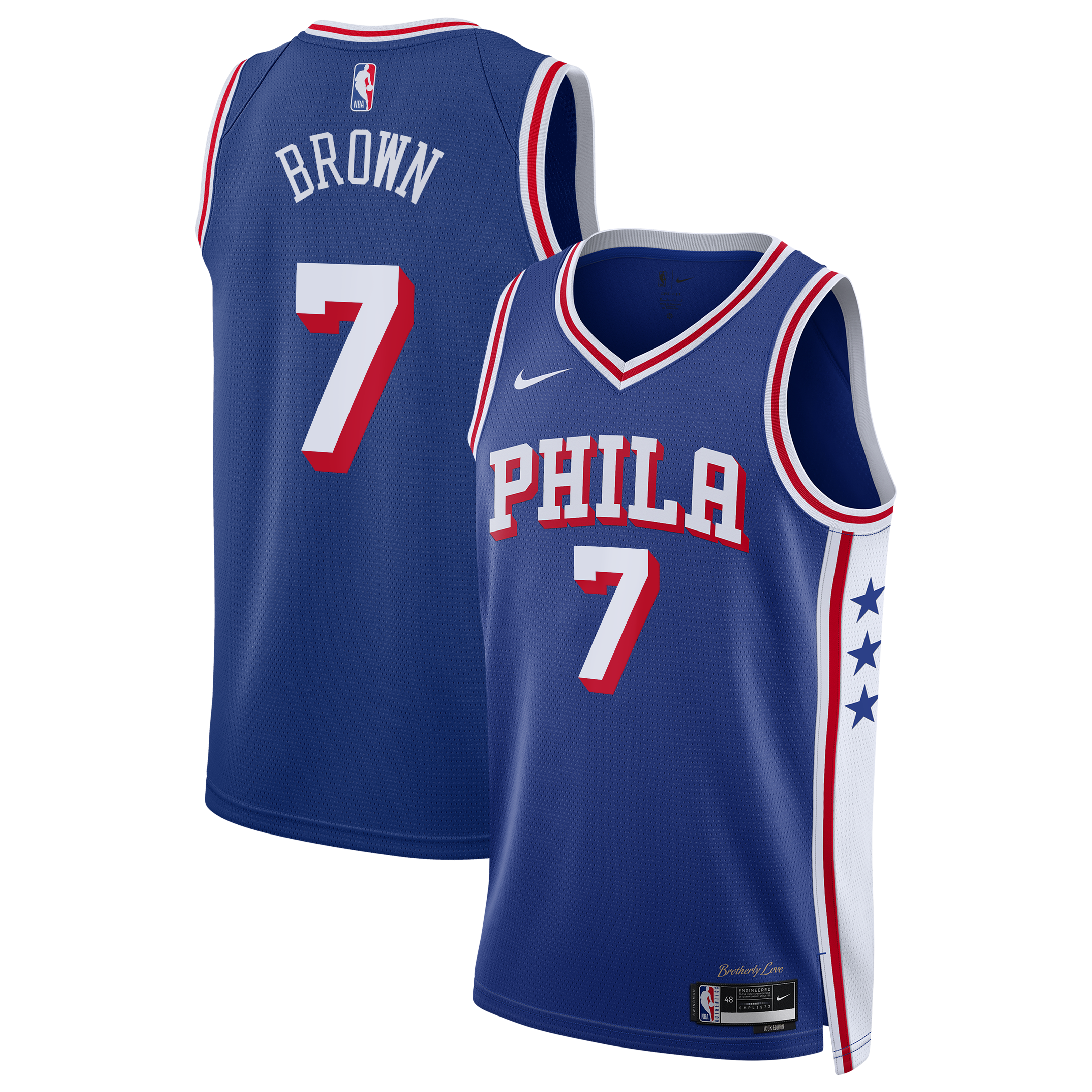 Philadelphia 76ers Nike Icon Edition Swingman Jersey - Royal - Jaylen Brown - Youth NBA Team Jersey Basketball Fan Apparel