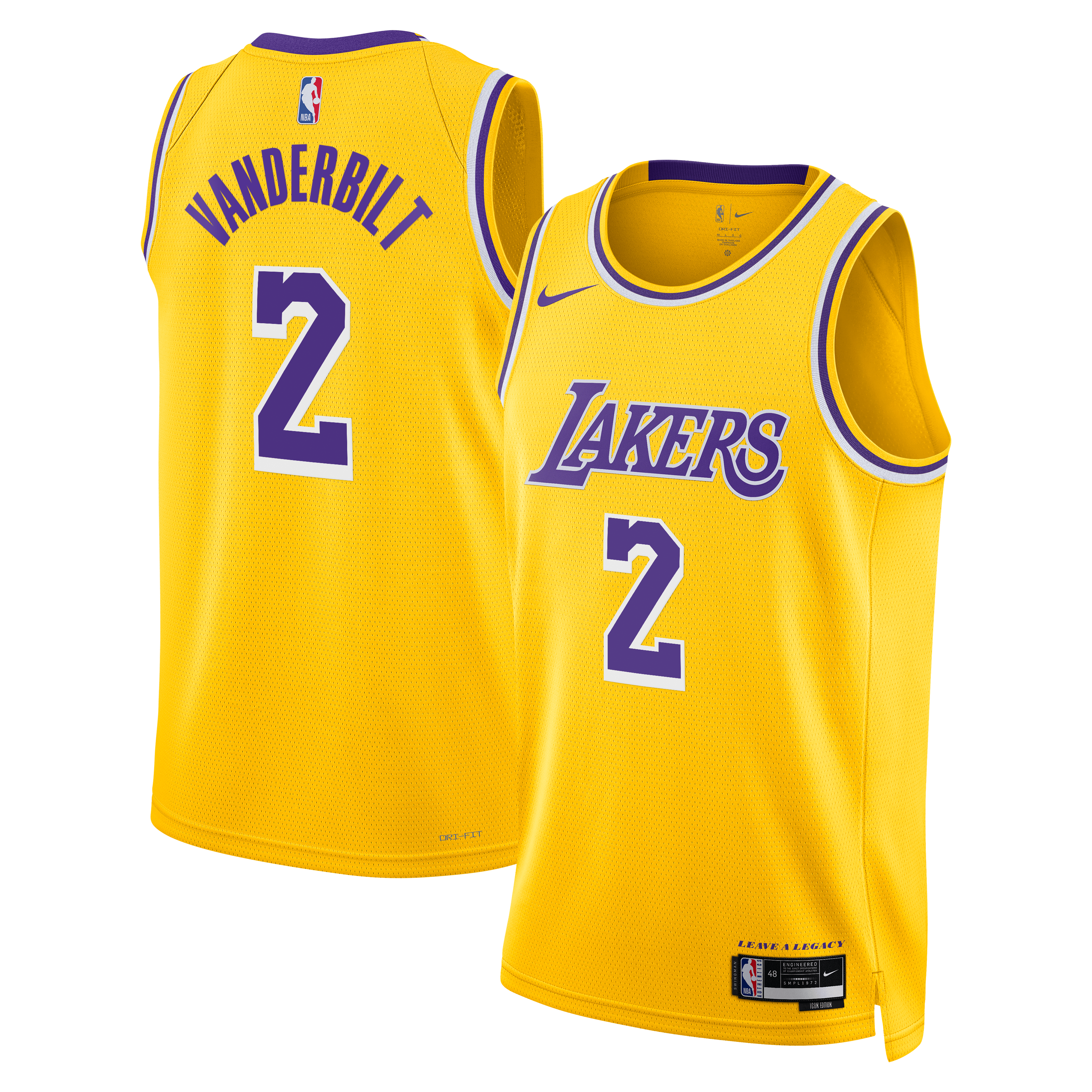 Los Angeles Lakers Nike Icon Edition Swingman Jersey - Gold - Jarred Vanderbilt - Unisex NBA Team Jersey Basketball Fan Apparel