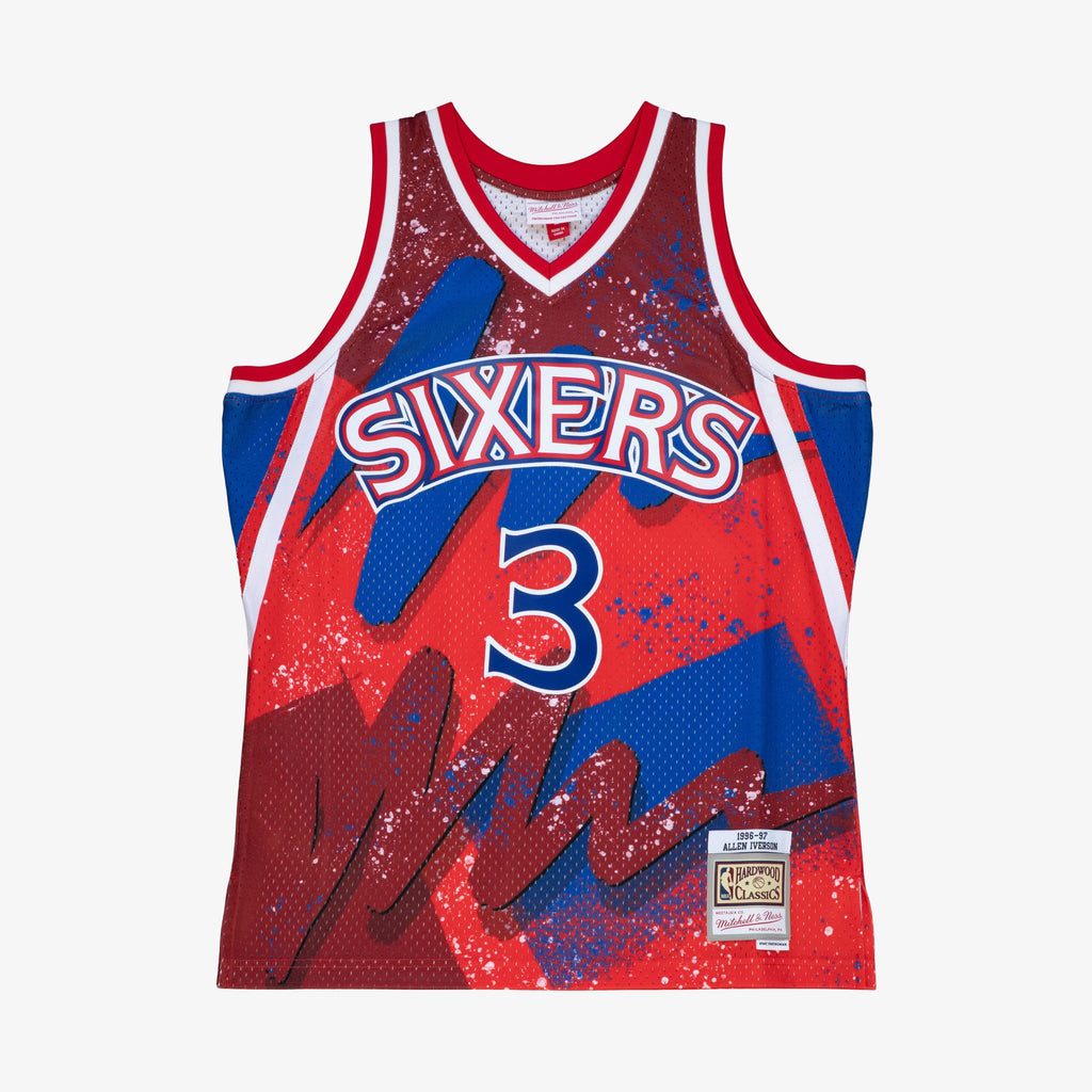 Philadelphia 76ers Mitchell & Ness Allen Iverson 1996 Hyper Hoops Swingman Jersey - Scarlet NBA Team Jersey Basketball Fan Apparel