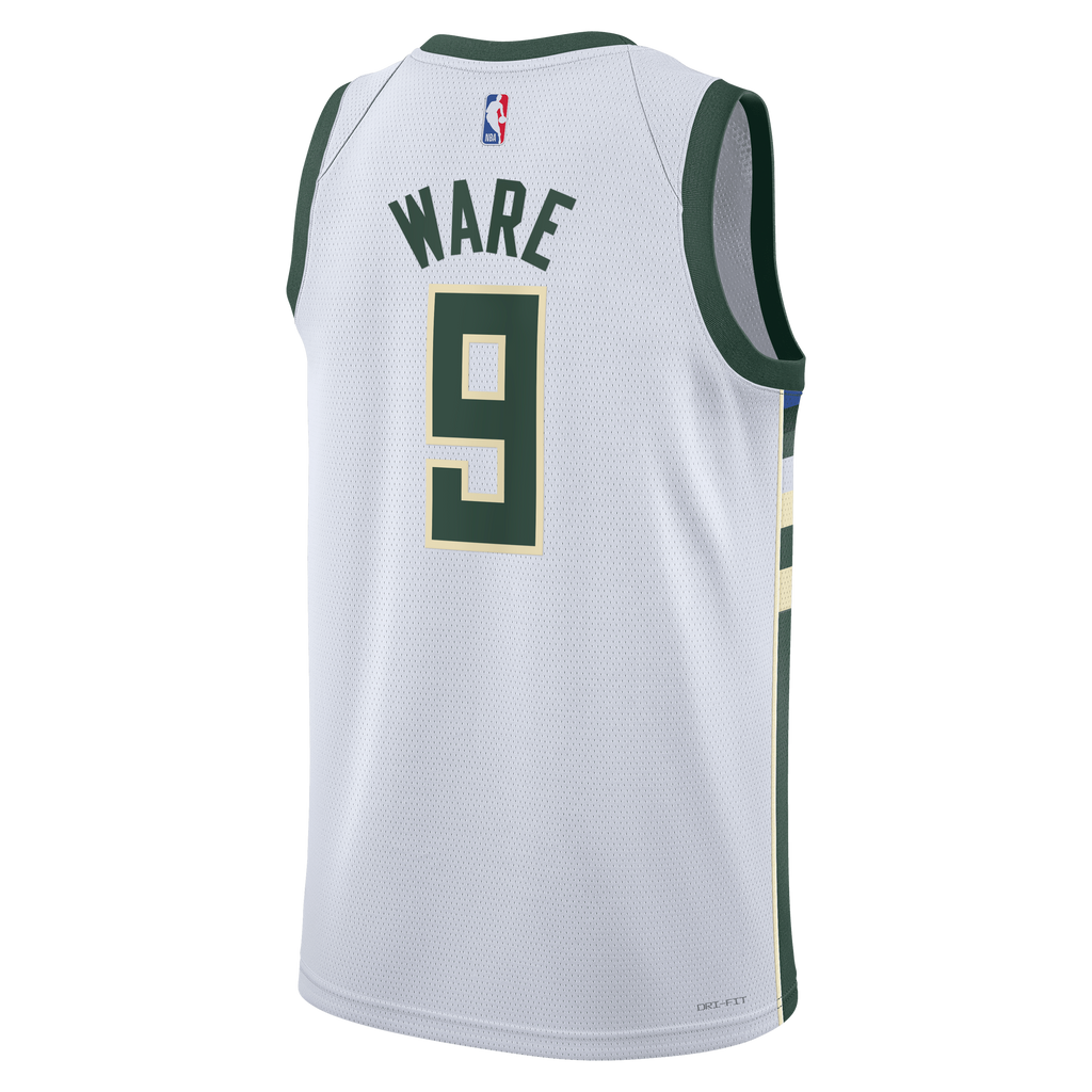 Milwaukee Bucks Nike Association Edition Swingman Jersey - White - Kel'el Ware - Unisex NBA Team Jersey Basketball Fan Apparel