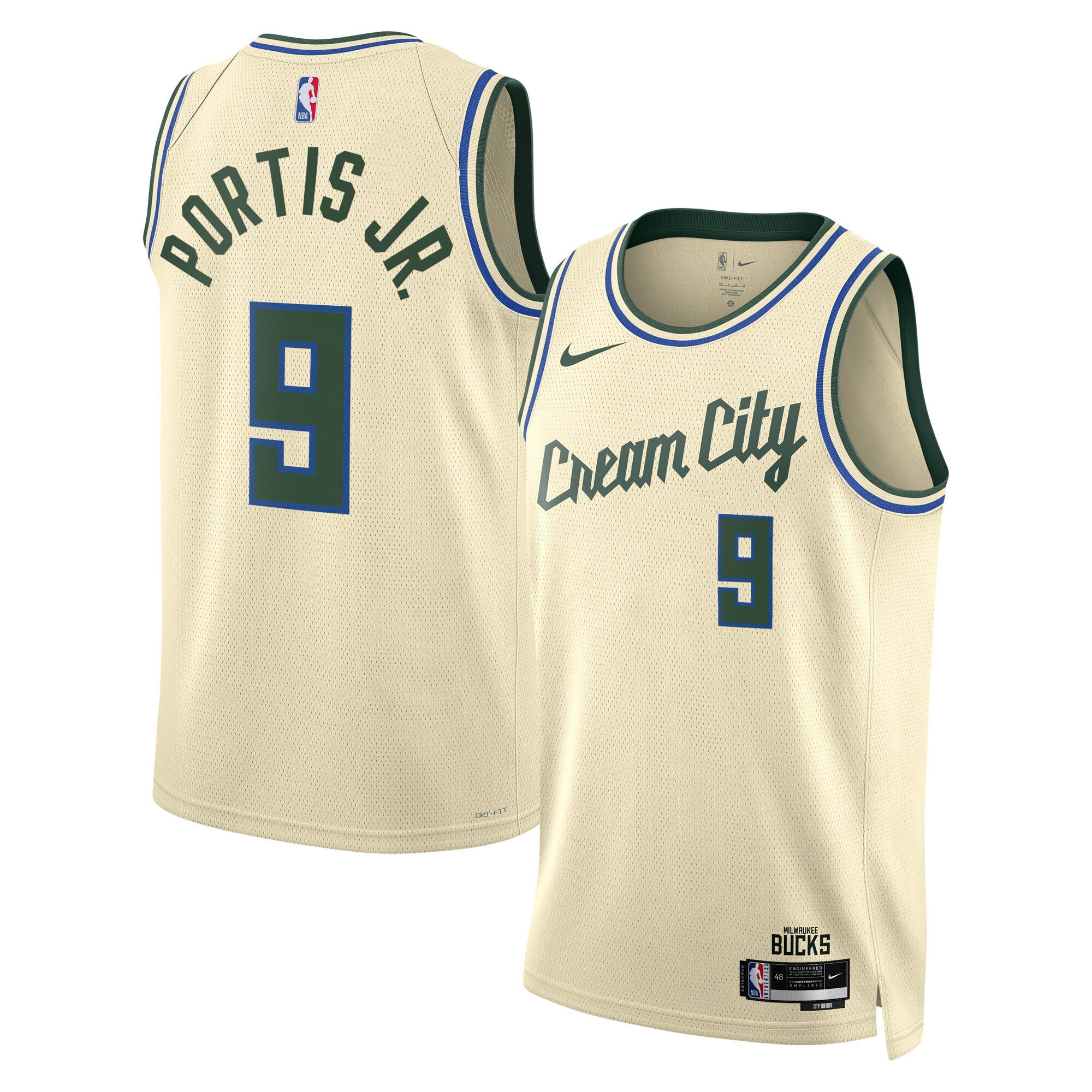 Milwaukee Bucks Nike 2025/26 City Edition Swingman Jersey - Cream - Bobby Portis - Unisex NBA Team Jersey Basketball Fan Apparel