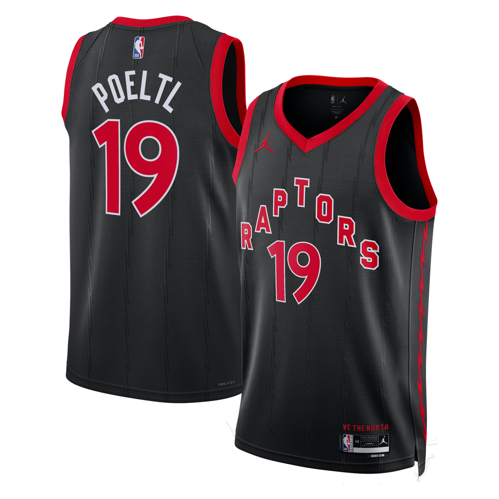 Toronto Raptors Jordan Brand Statement Edition Swingman Jersey - Black - Jakob Poeltl - Unisex NBA Team Jersey Basketball Fan Apparel