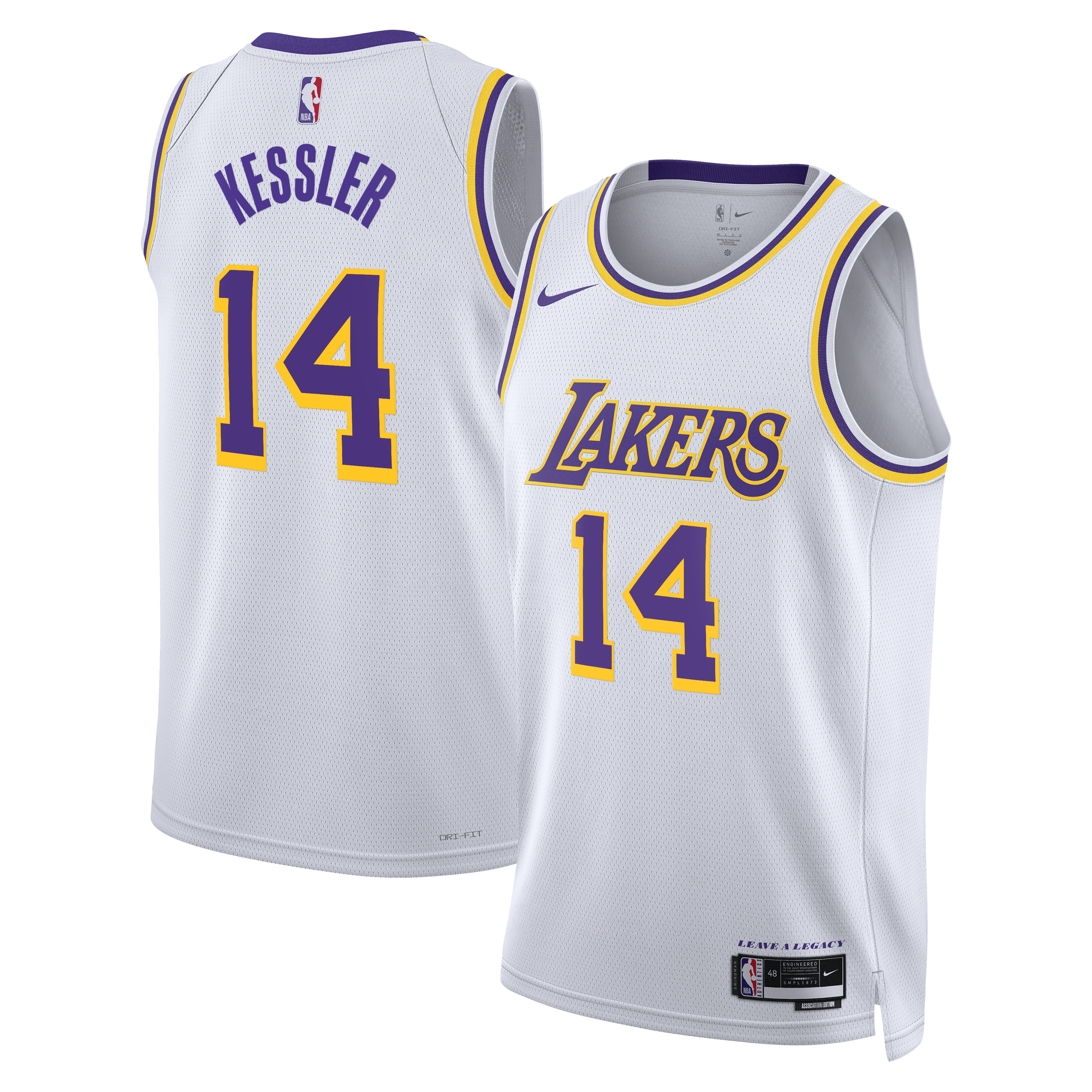 Los Angeles Lakers Nike Association Edition Swingman Jersey - White - Walker Kessler - Unisex NBA Team Jersey Basketball Fan Apparel