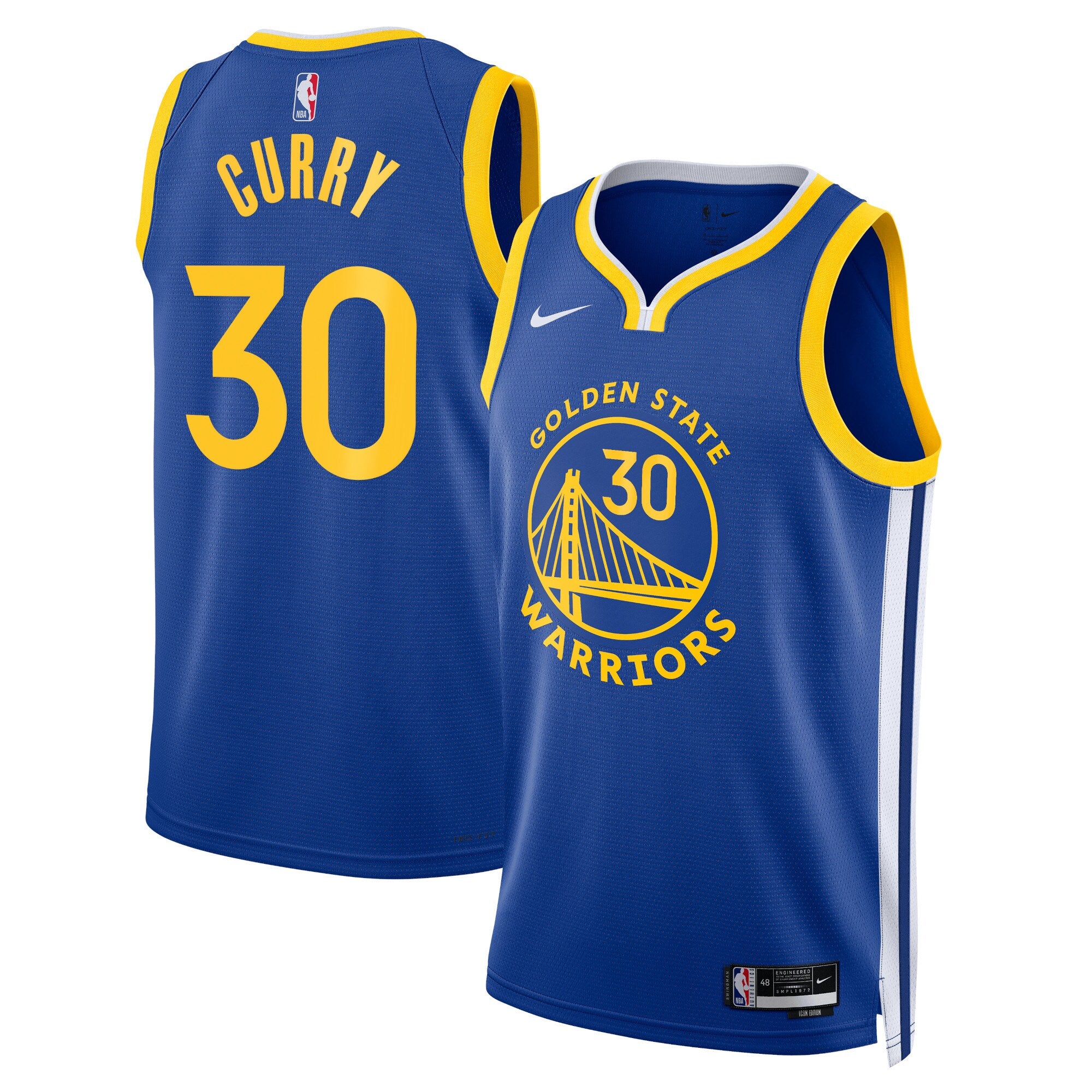 Golden State Warriors Nike Icon Swingman Jersey - Curry 30 - Men's NBA Team Jersey Basketball Fan Apparel