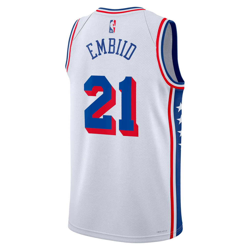 Philadelphia 76ers Nike Association Edition Swingman Jersey - White - Joel Embiid - Unisex NBA Team Jersey Basketball Fan Apparel
