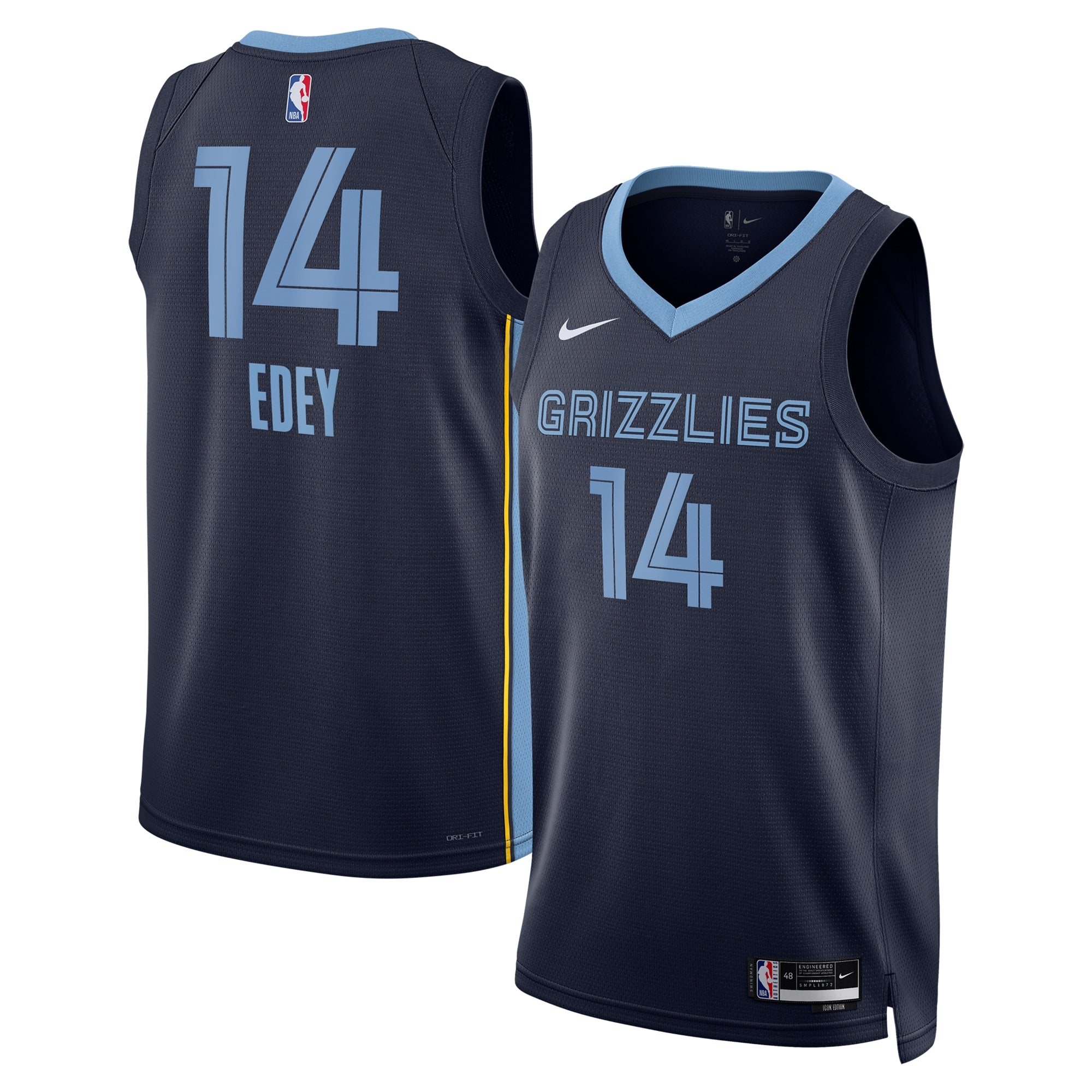 Memphis Grizzlies Nike Icon Swingman Jersey - Navy - Zach Edey - Unisex NBA Team Jersey Basketball Fan Apparel