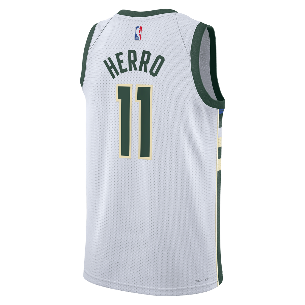 Milwaukee Bucks Association Edition Swingman Jersey - White - Tyler Herro - Unisex NBA Team Jersey Basketball Fan Apparel