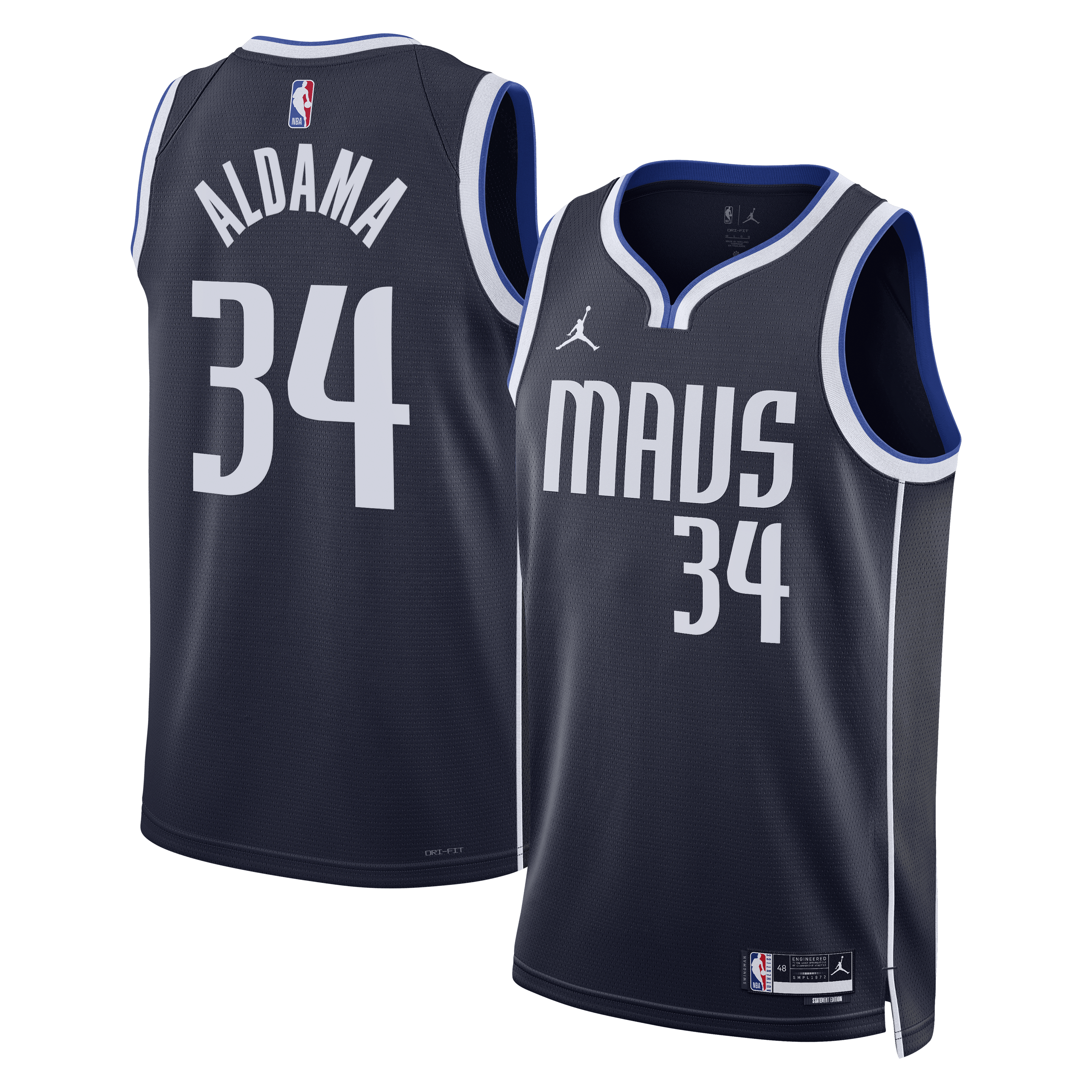 Dallas Mavericks Jordan Brand Statement Edition Swingman Jersey - Navy - Santi Aldama - Unisex NBA Team Jersey Basketball Fan Apparel