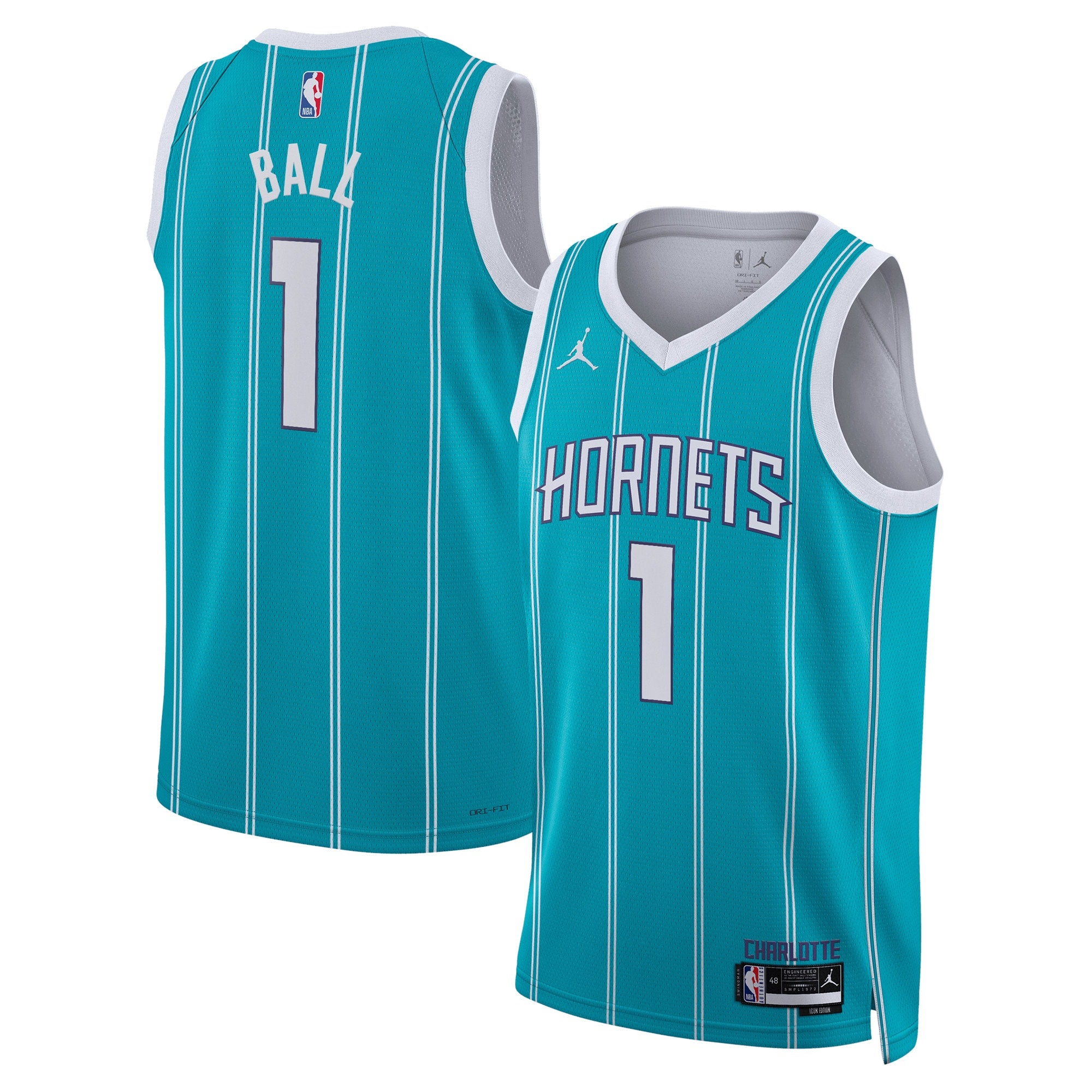 Charlotte Hornets Jordan Brand Icon Edition Swingman Jersey - Teal - LaMelo Ball - Unisex NBA Team Jersey Basketball Fan Apparel