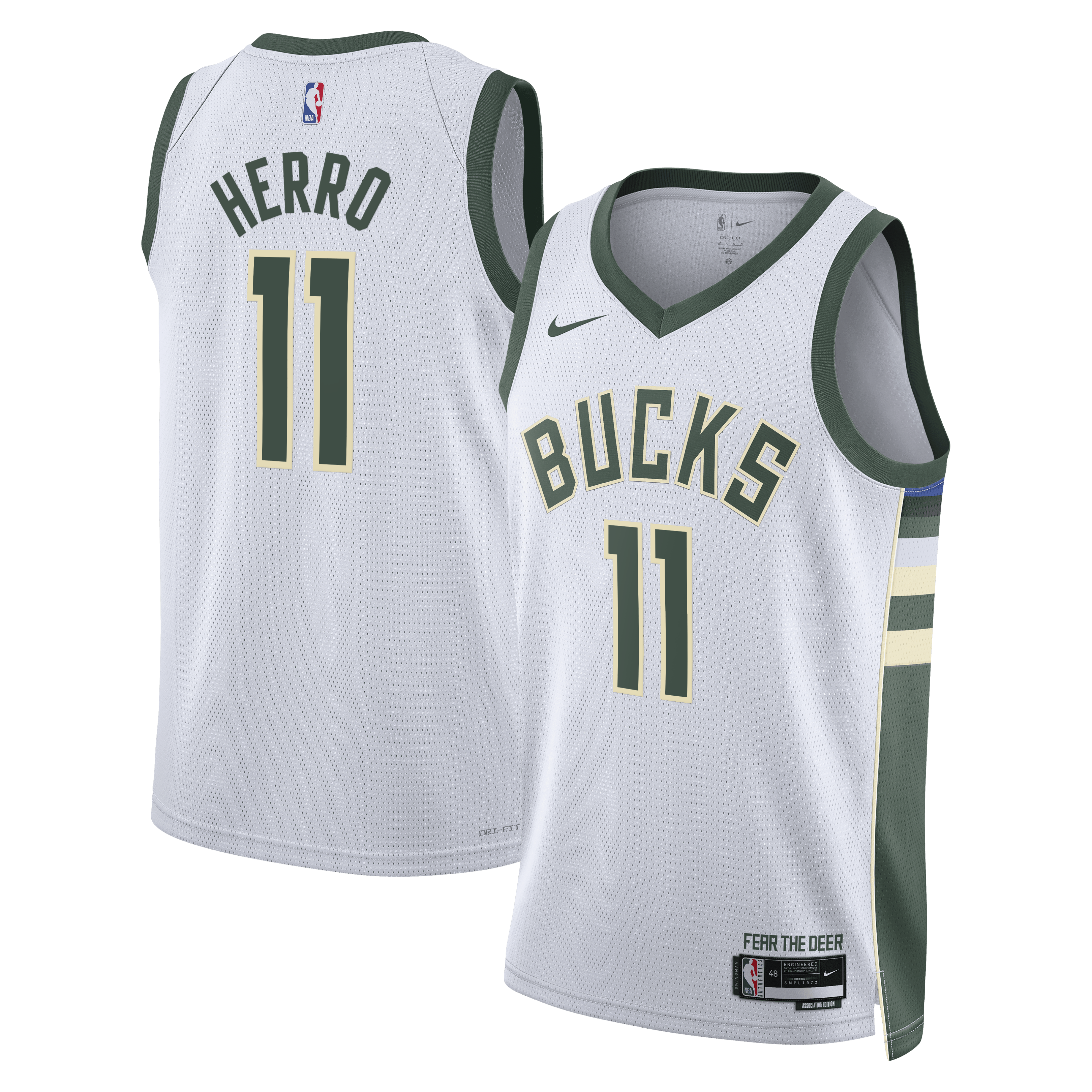 Milwaukee Bucks Association Edition Swingman Jersey - White - Tyler Herro - Unisex NBA Team Jersey Basketball Fan Apparel