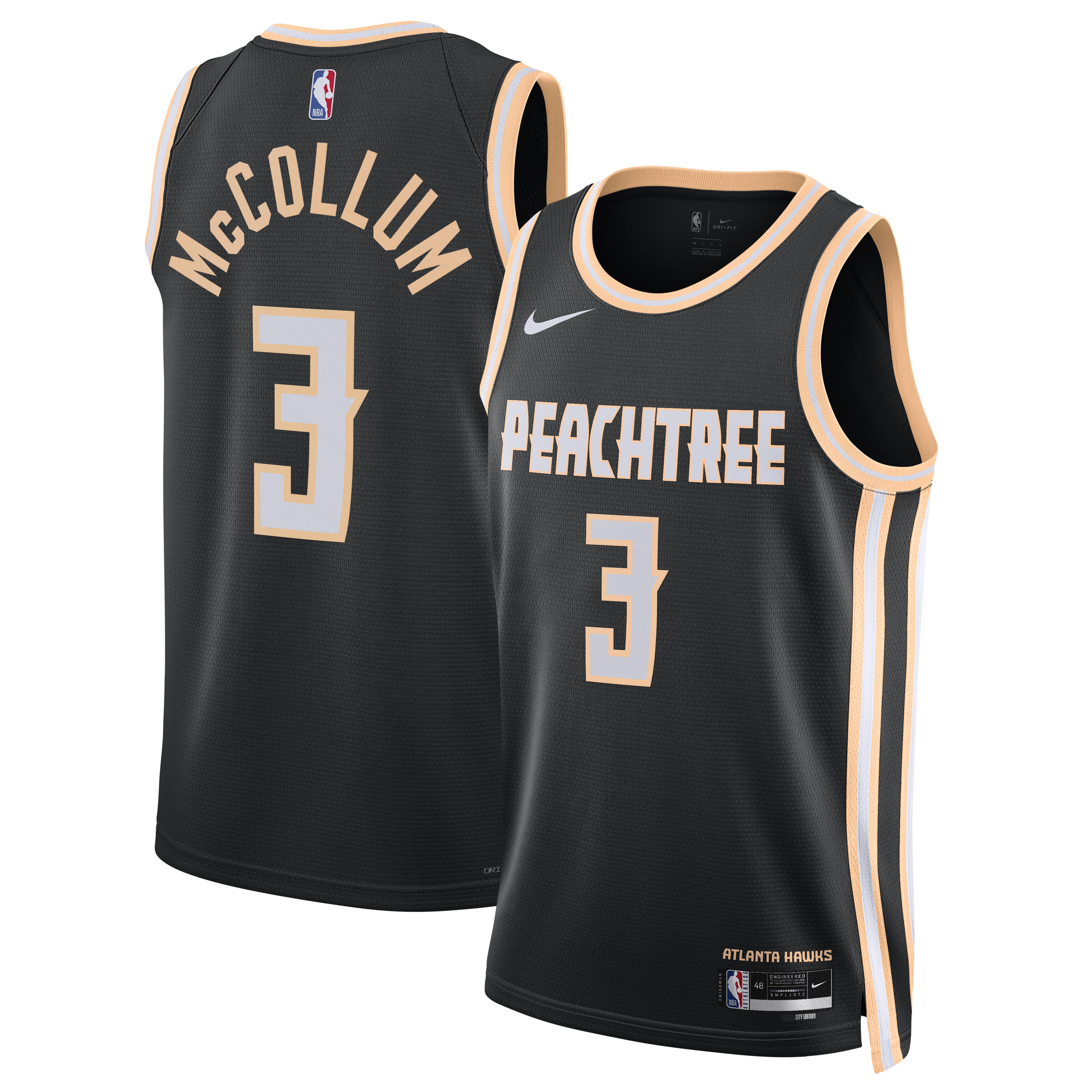 Nike Atlanta Hawks 2025/26 Nike City Edition Swingman Jersey - Black - CJ McCollum - Unisex NBA Team Jersey Basketball Fan Apparel