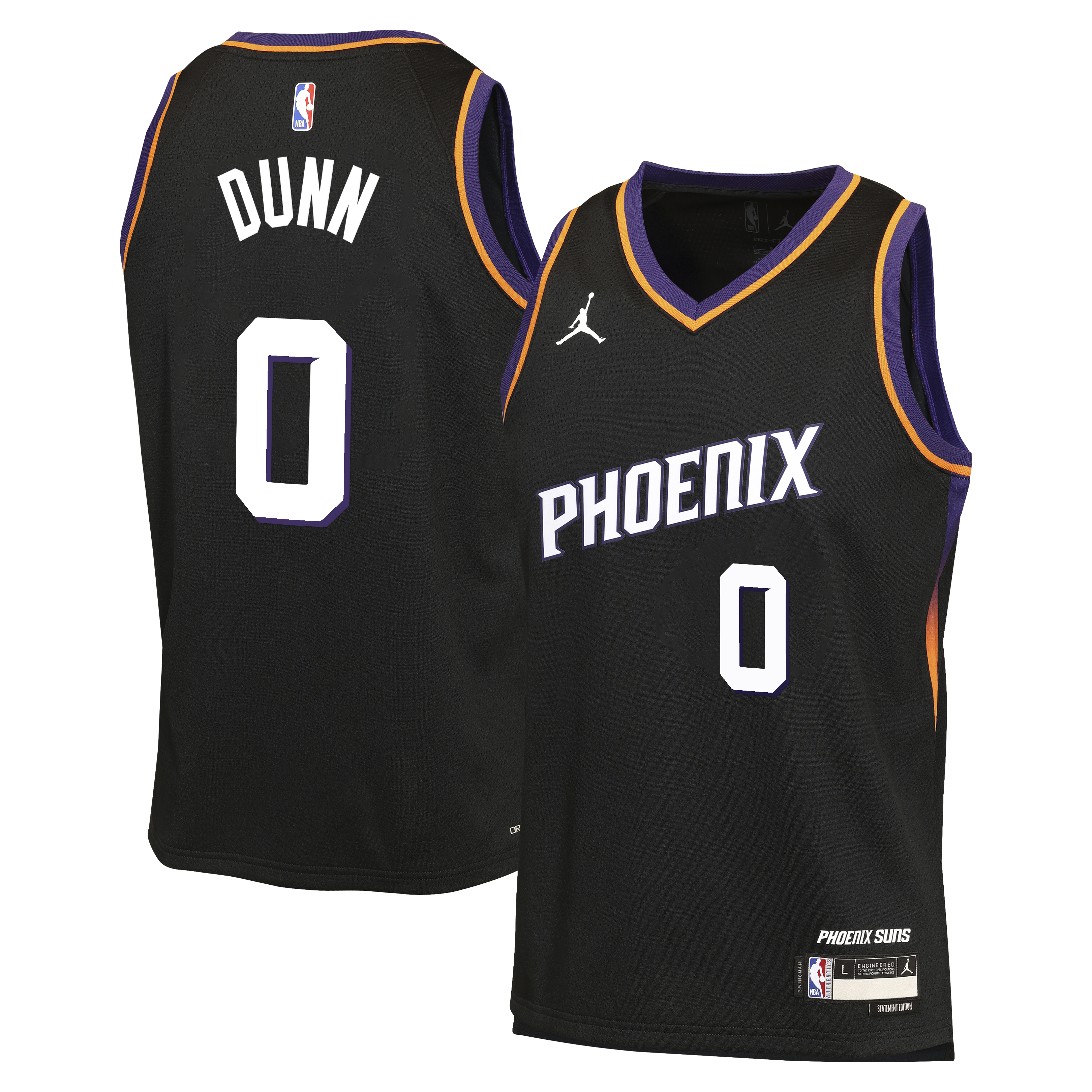 Phoenix Suns Jordan Brand Statement Edition Jersey - Black - Ryan Dunn - Youth NBA Team Jersey Basketball Fan Apparel