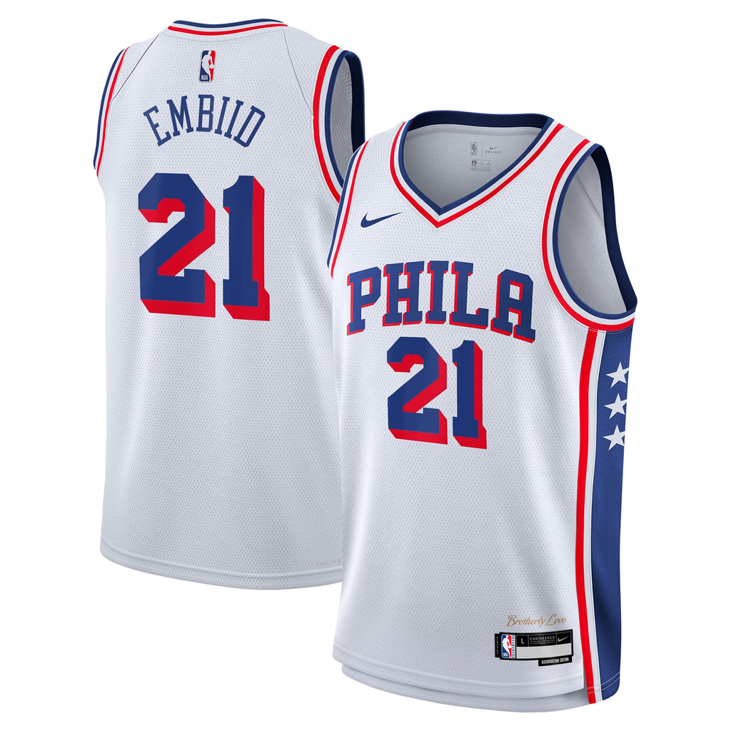 Philadelphia 76ers Nike Association Edition Swingman Jersey - White - Joel Embiid - Youth NBA Team Jersey Basketball Fan Apparel