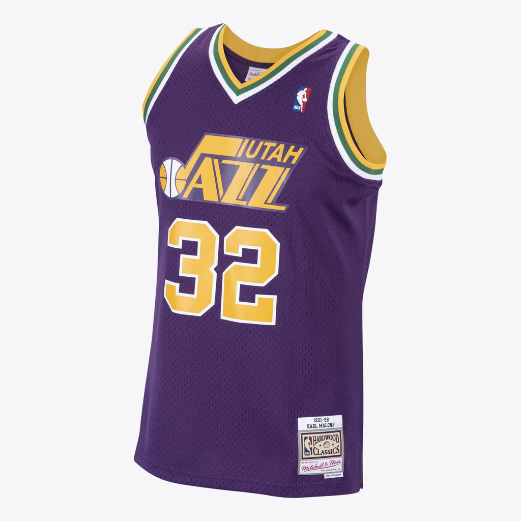 Utah Jazz Mitchell & Ness Karl Malone 1991 Hardwood Classics Road Swingman Jersey - Purple - Men's NBA Team Jersey Basketball Fan Apparel
