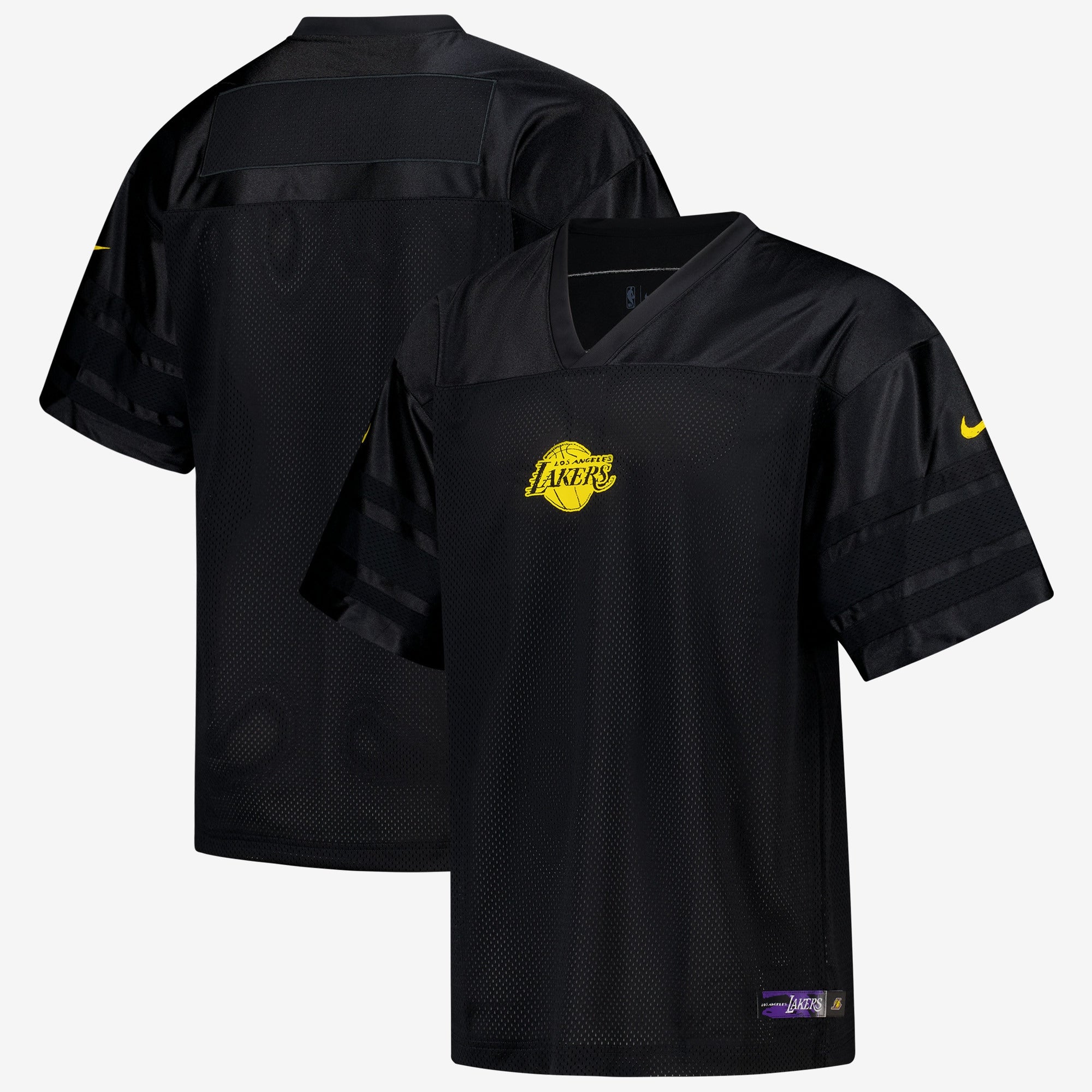 Los Angeles Lakers Nike Courtside Football Jersey - Black - Men's NBA Team Jersey Basketball Fan Apparel