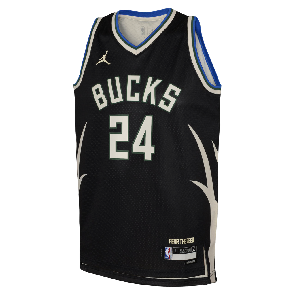 Milwaukee Bucks Jordan Brand Statement Edition Swingman Jersey - Hunter Green - Jaime Jaquez Jr. - Youth NBA Team Jersey Basketball Fan Apparel