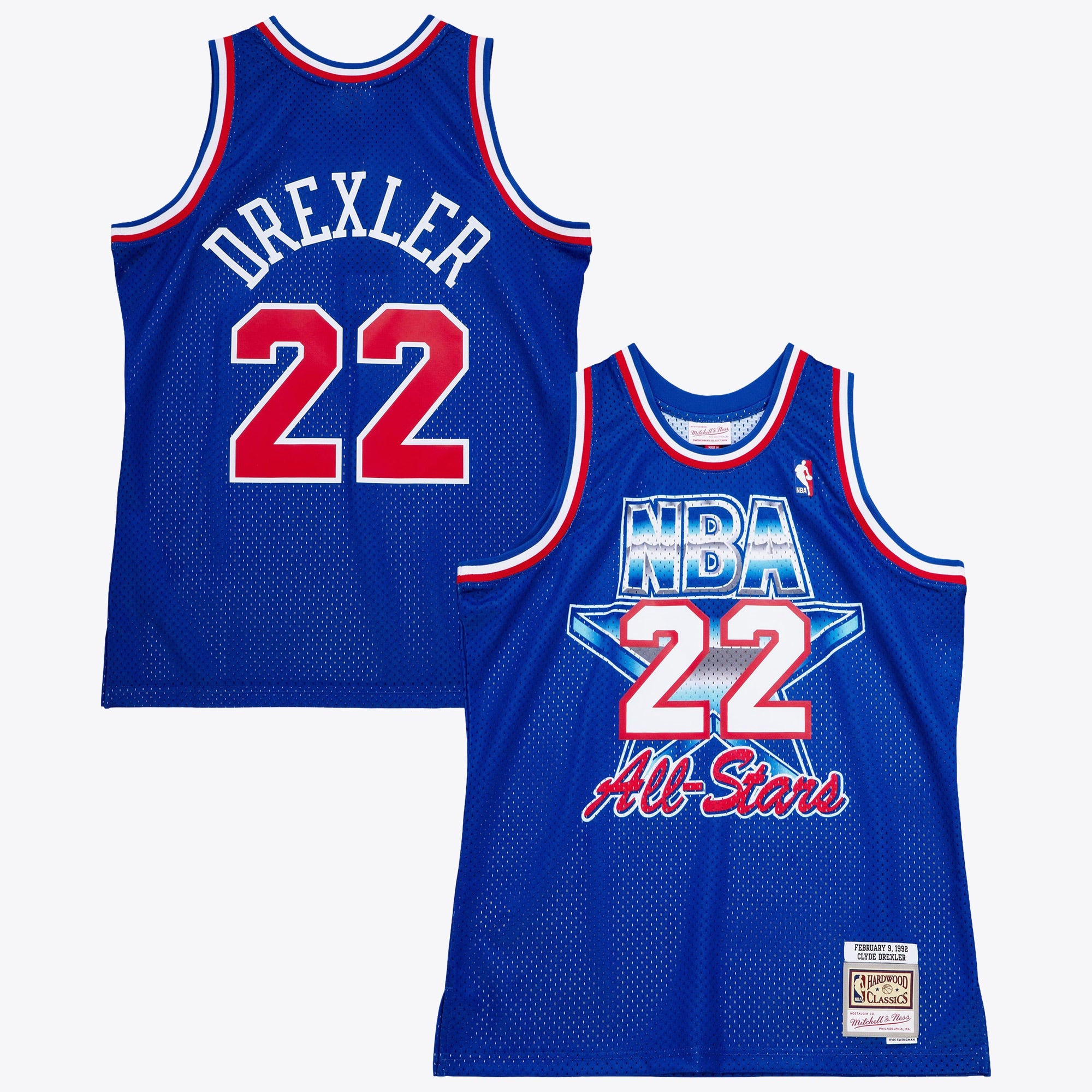 NBA Mitchell & Ness Clyde Drexler 1992 All-Star West Authentic Jersey - Royal Blue NBA Team Jersey Basketball Fan Apparel