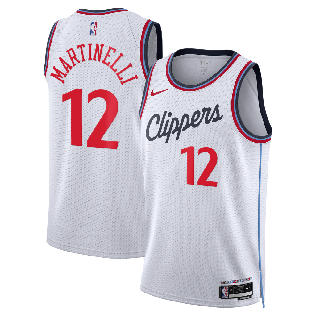 Los Angeles Clippers Nike Replica Association Edition Swingman Jersey - White - Nick Martinelli - Unisex NBA Team Jersey Basketball Fan Apparel