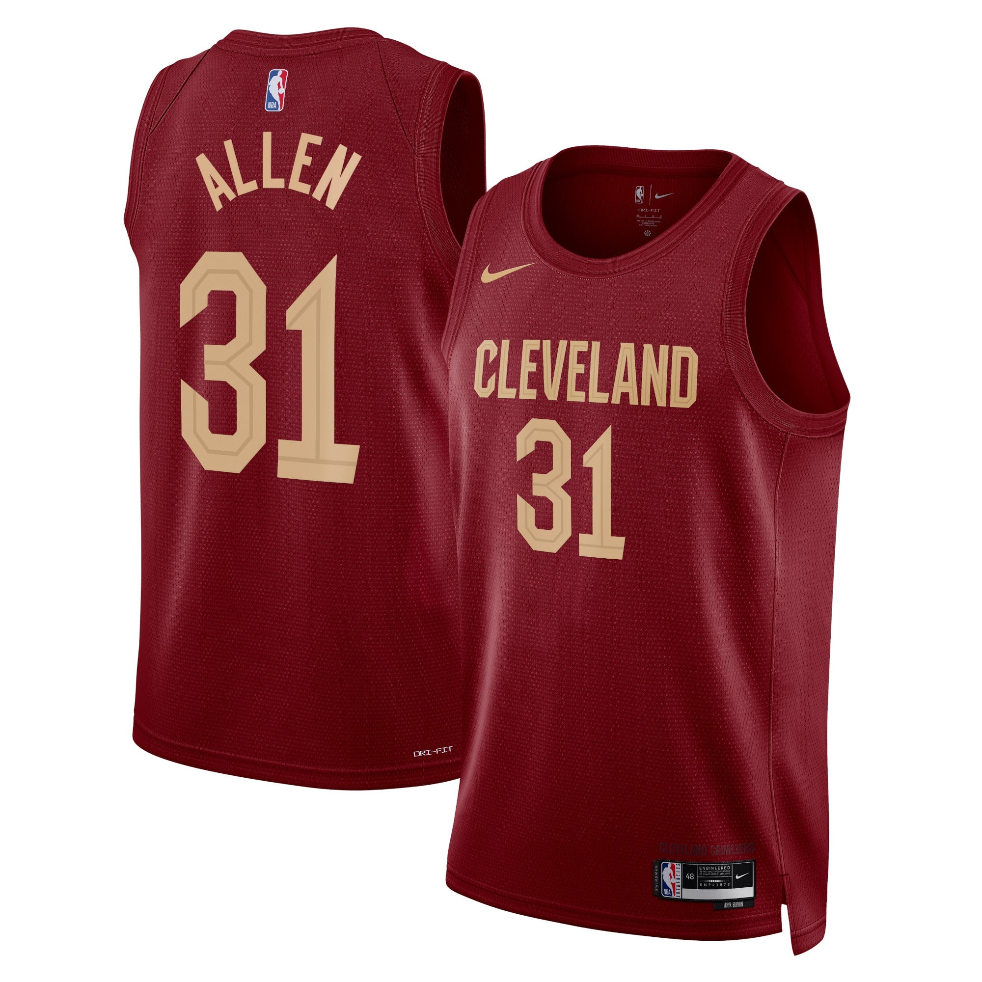 Cleveland Cavaliers Nike Icon Edition Swingman Jersey - Maroon - Jarrett Allen - Unisex NBA Team Jersey Basketball Fan Apparel