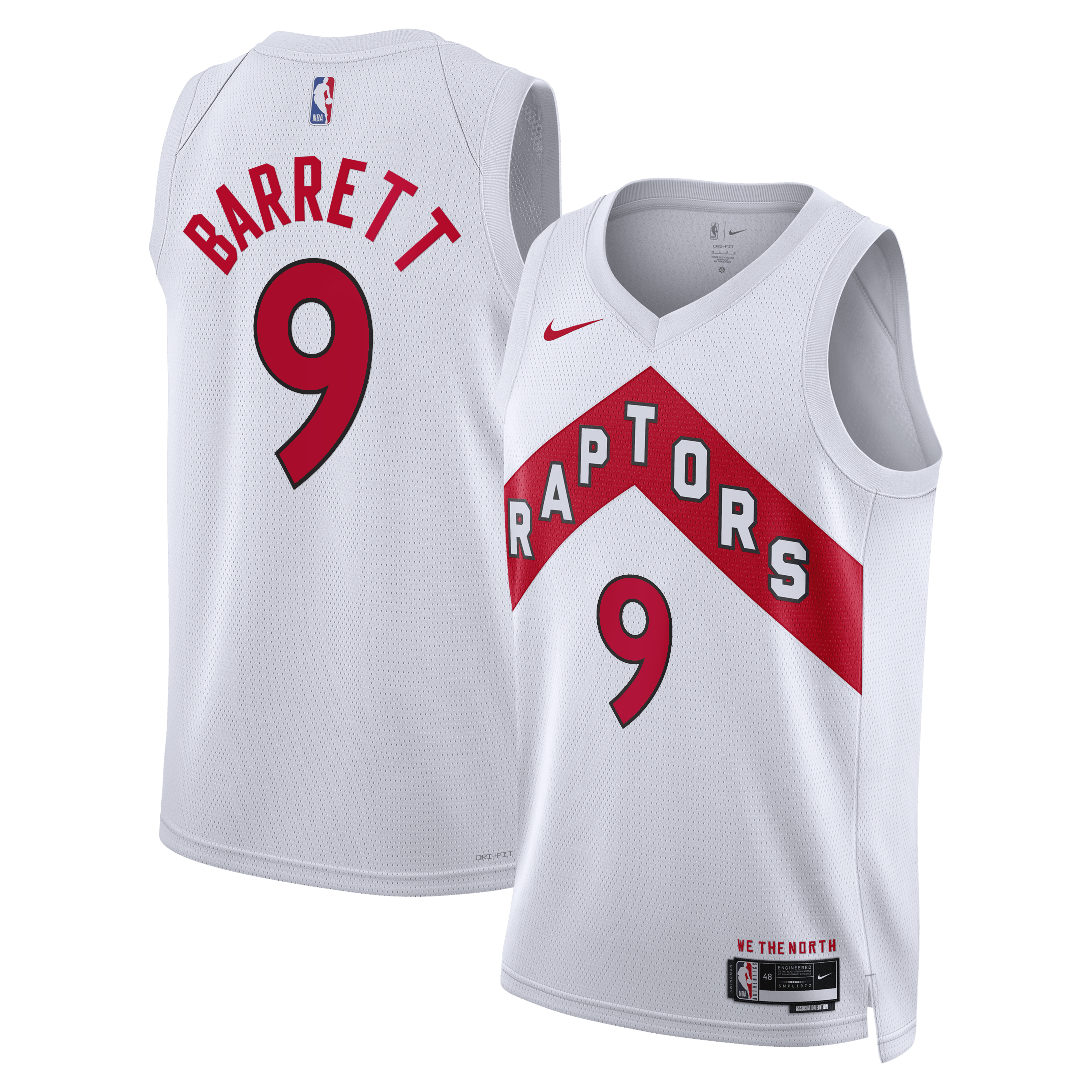 Toronto Raptors Nike Association Edition Swingman Jersey - White - RJ Barrett - Unisex NBA Team Jersey Basketball Fan Apparel