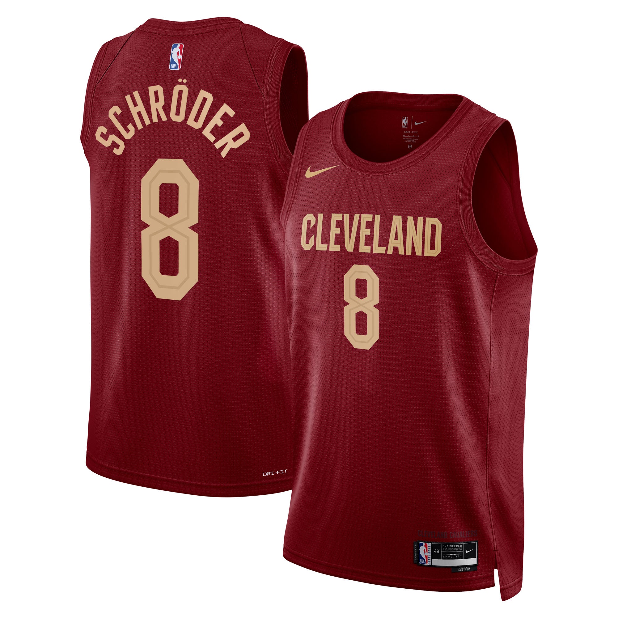 Cleveland Cavaliers Nike Icon Edition Swingman Jersey - Wine - Dennis Schröder - Unisex NBA Team Jersey Basketball Fan Apparel