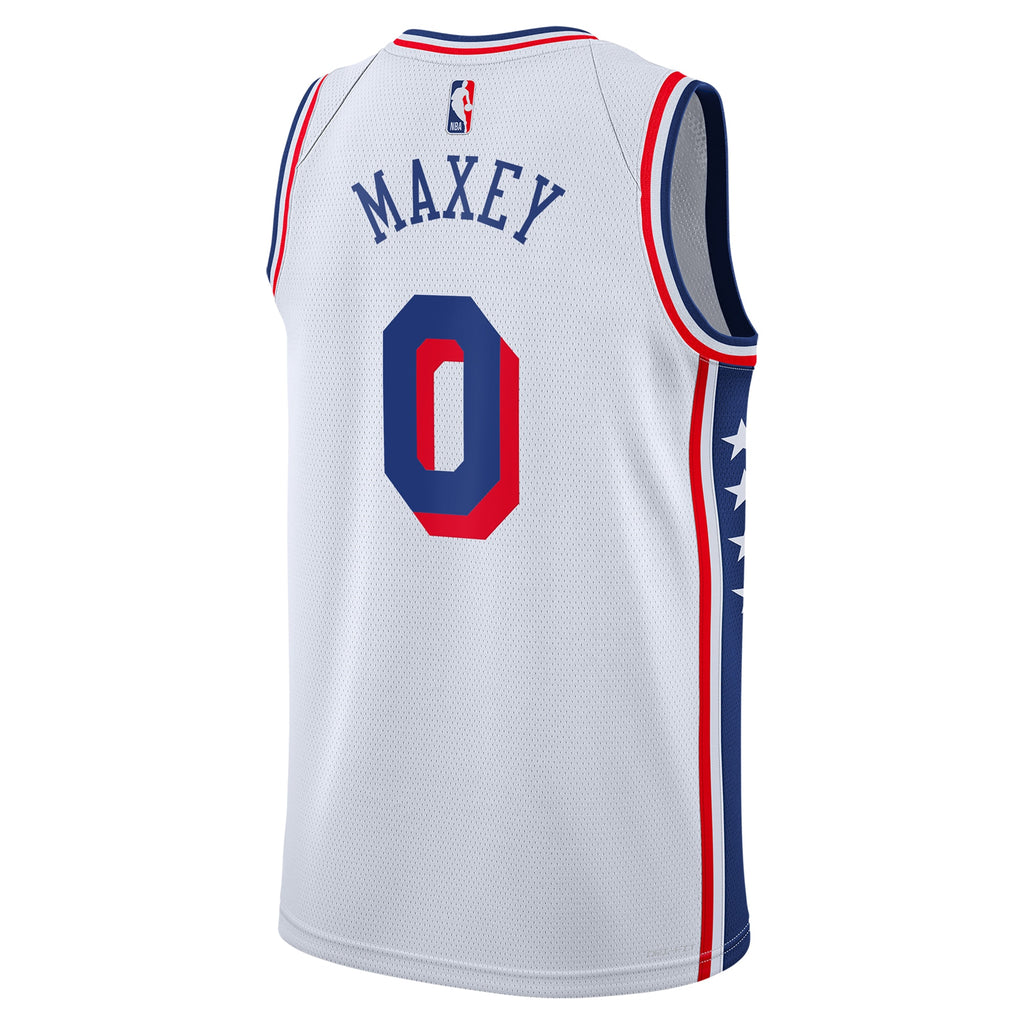 Philadelphia 76ers Nike Association Swingman Jersey - White - Tyrese Maxey - Youth NBA Team Jersey Basketball Fan Apparel