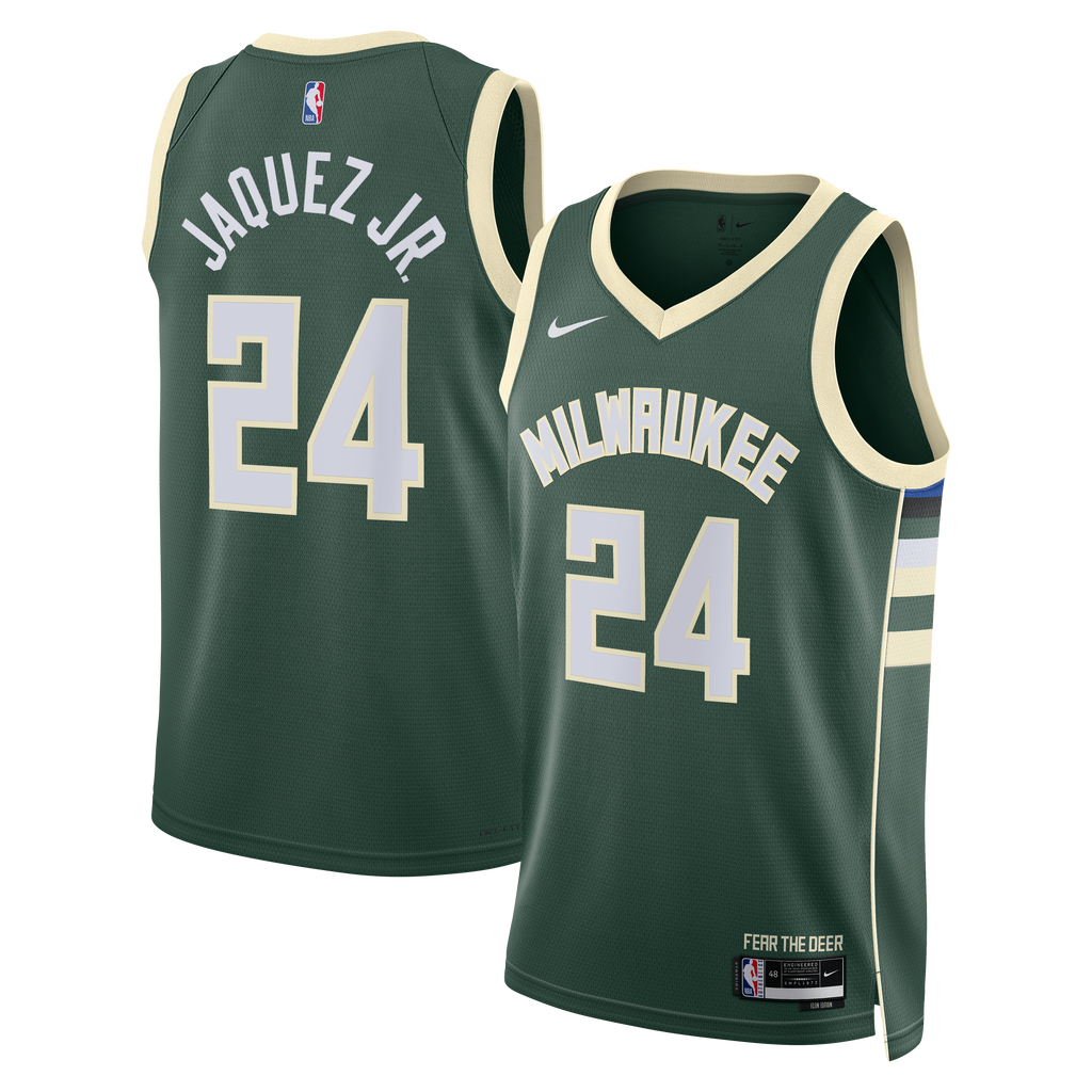 Milwaukee Bucks Nike Icon Edition Swingman Jersey - Hunter Green - Jaime Jaquez Jr. - Unisex NBA Team Jersey Basketball Fan Apparel