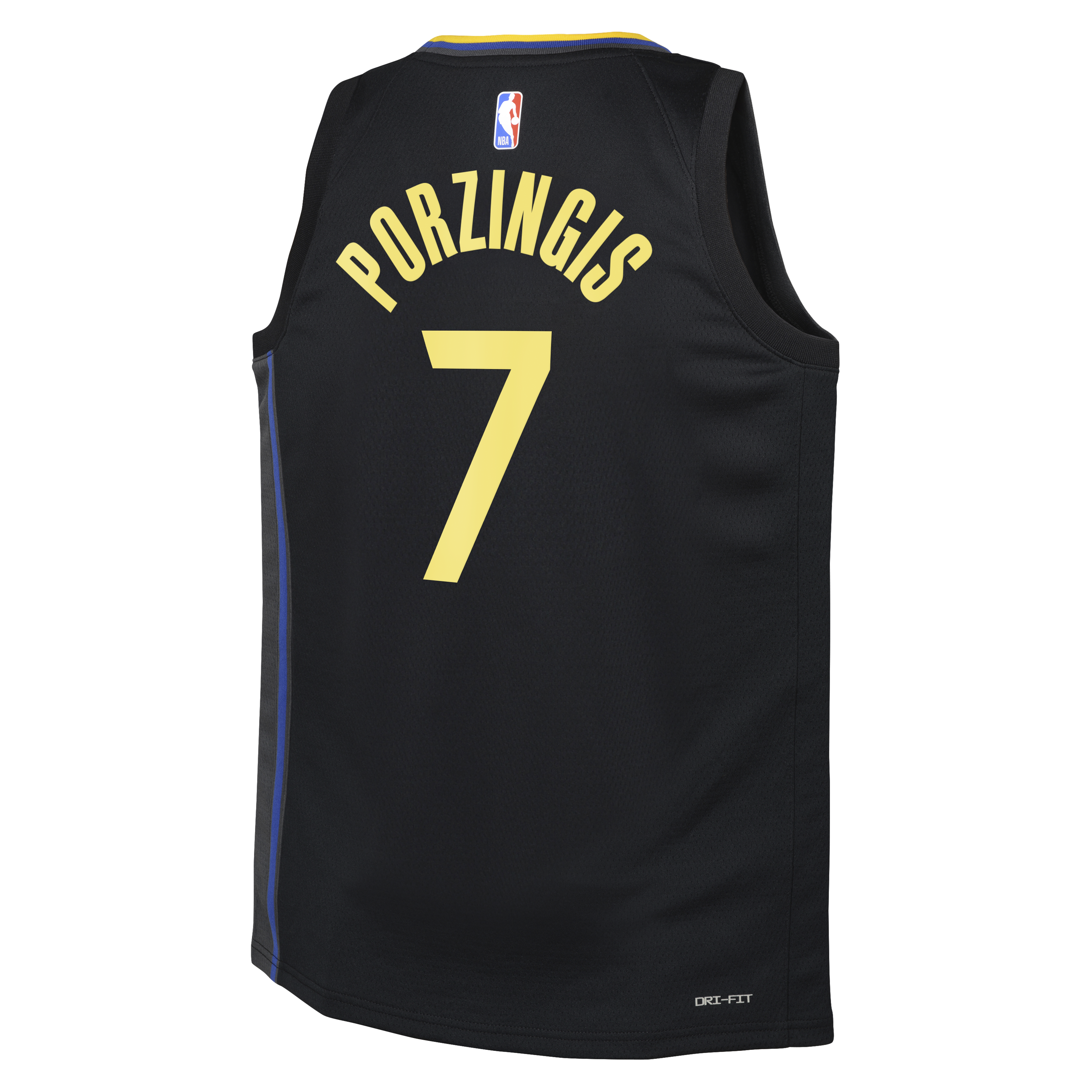 Golden State Warriors Jordan Brand Statement Edition Swingman Jersey - Black - Kristaps Porziņģis - Youth NBA Team Jersey Basketball Fan Apparel