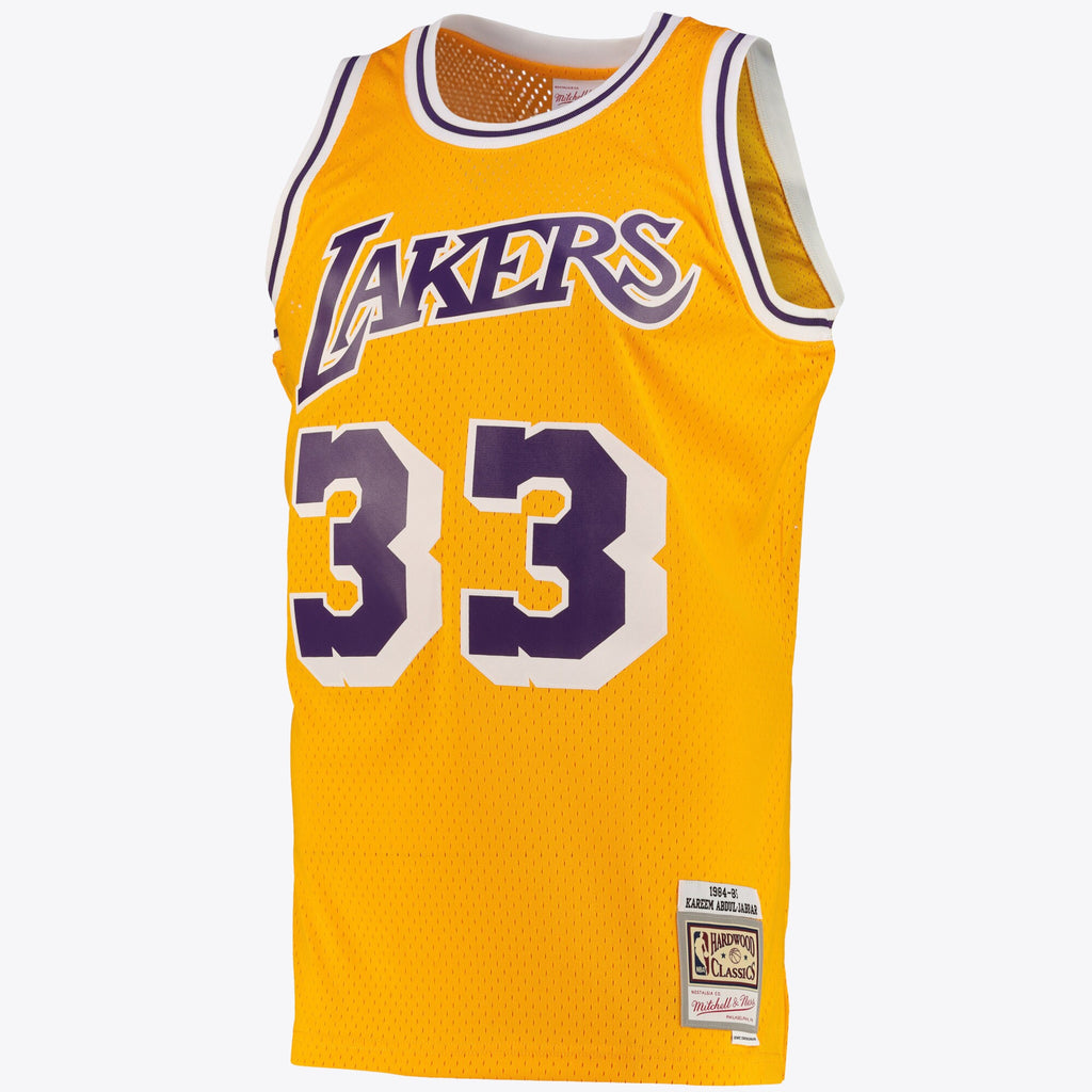 Los Angeles Lakers Mitchell & Ness Kareem Abdul-Jabbar Road Swingman Jersey - Light Gold - Men's NBA Team Jersey Basketball Fan Apparel