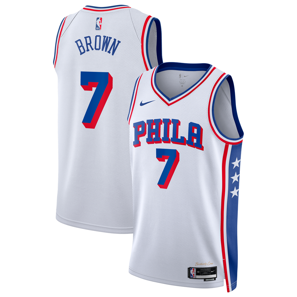 Philadelphia 76ers Nike Association Edition Swingman Jersey - White - Jaylen Brown - Unisex NBA Team Jersey Basketball Fan Apparel