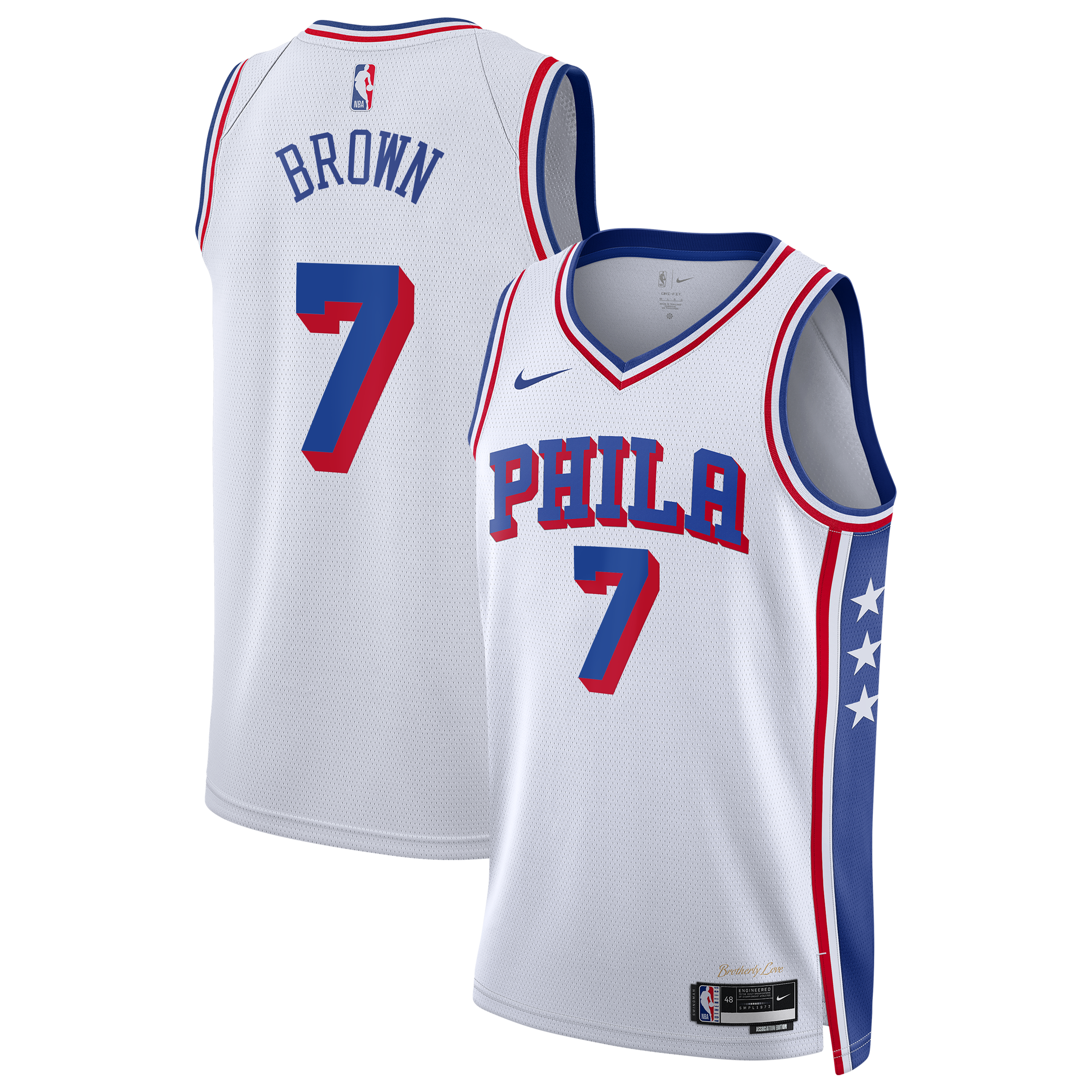 Philadelphia 76ers Nike Association Edition Swingman Jersey - White - Jaylen Brown - Unisex NBA Team Jersey Basketball Fan Apparel