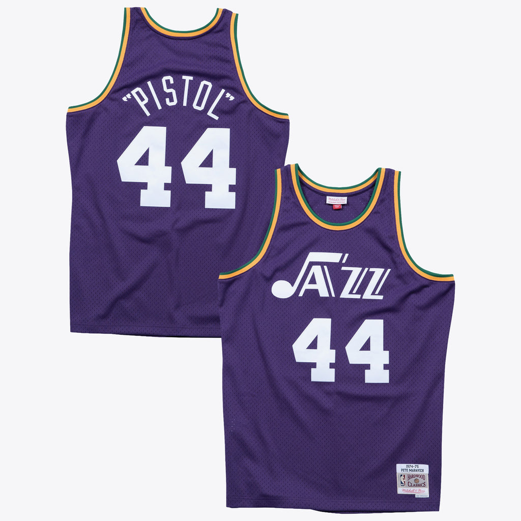 New Orleans Jazz Mitchell & Ness Pete Maravich 1974 Swingman Road Authentic Jersey - Purple NBA Team Jersey Basketball Fan Apparel