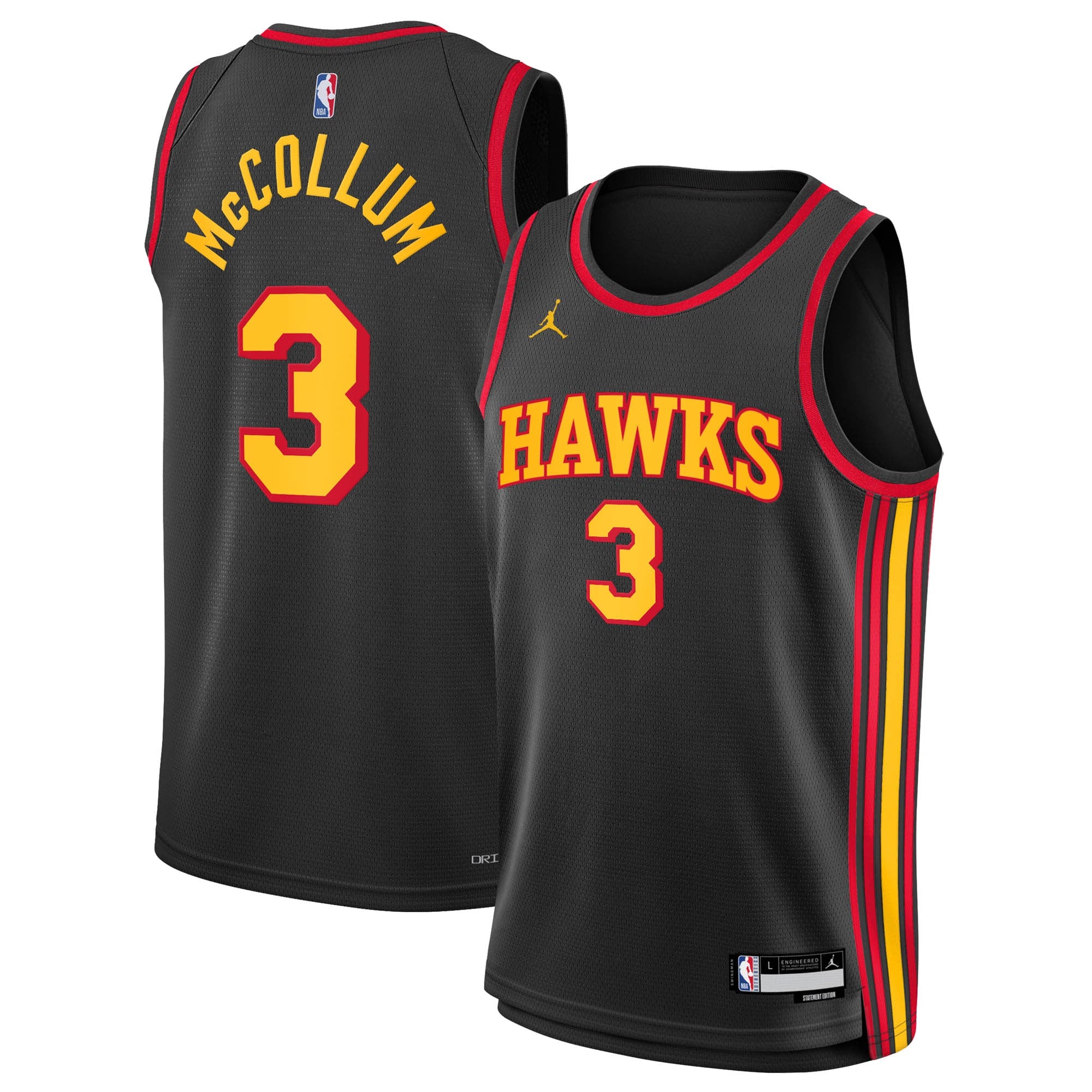 Atlanta Hawks Jordan Brand Statement Edition Swingman Jersey - Black - CJ McCollum - Youth NBA Team Jersey Basketball Fan Apparel